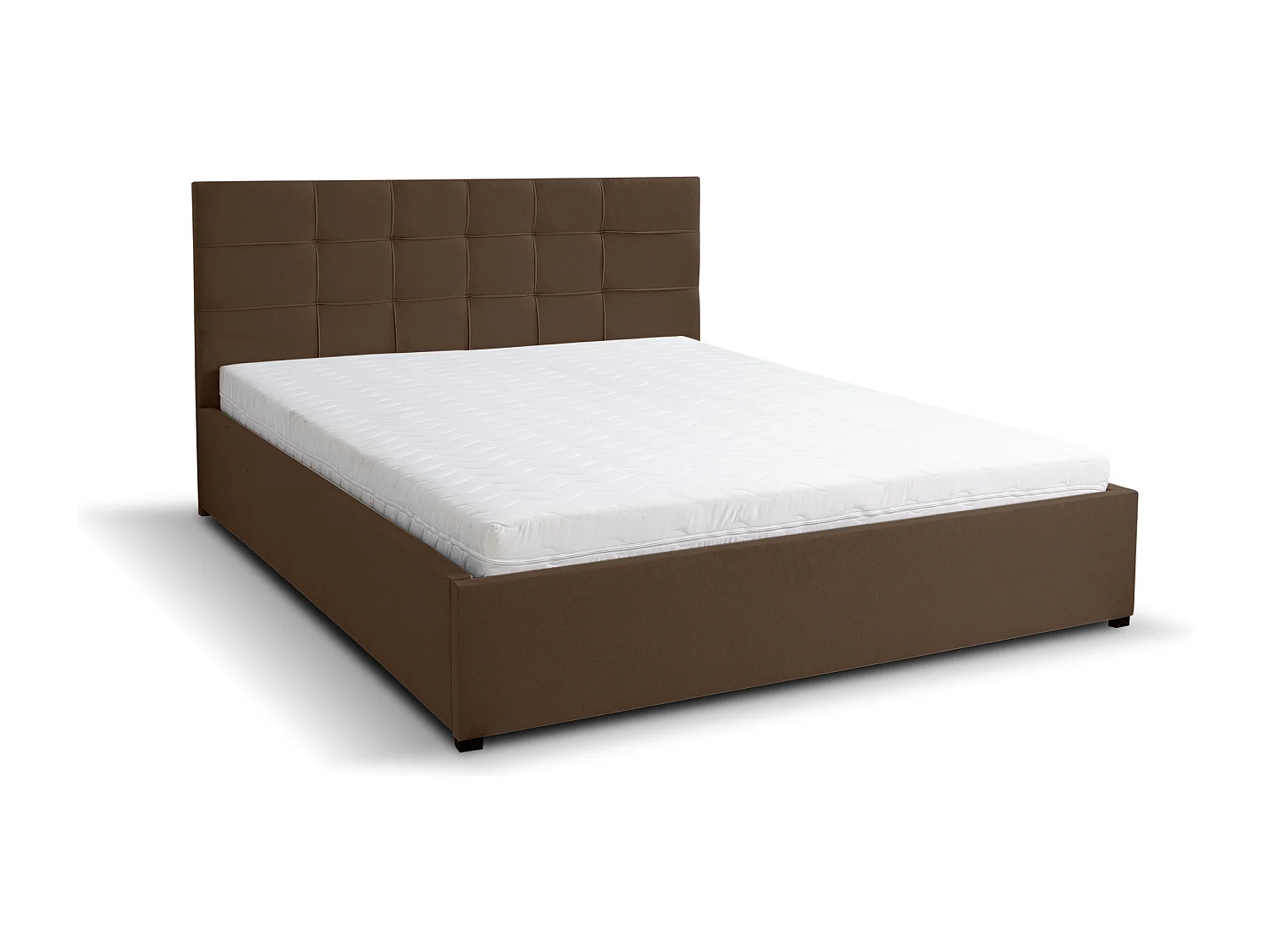 Polsterbett JESSA mit Kopfteil, 180 x200 cm, Doppelbett mit Bettkasten und Lattenrost aus Velourstoff, Velourstoff, Frabe: Braun