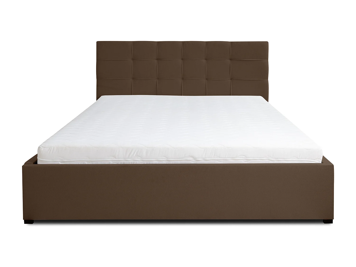 Polsterbett JESSA mit Kopfteil, 180 x200 cm, Doppelbett mit Bettkasten und Lattenrost aus Velourstoff, Velourstoff, Frabe: Braun