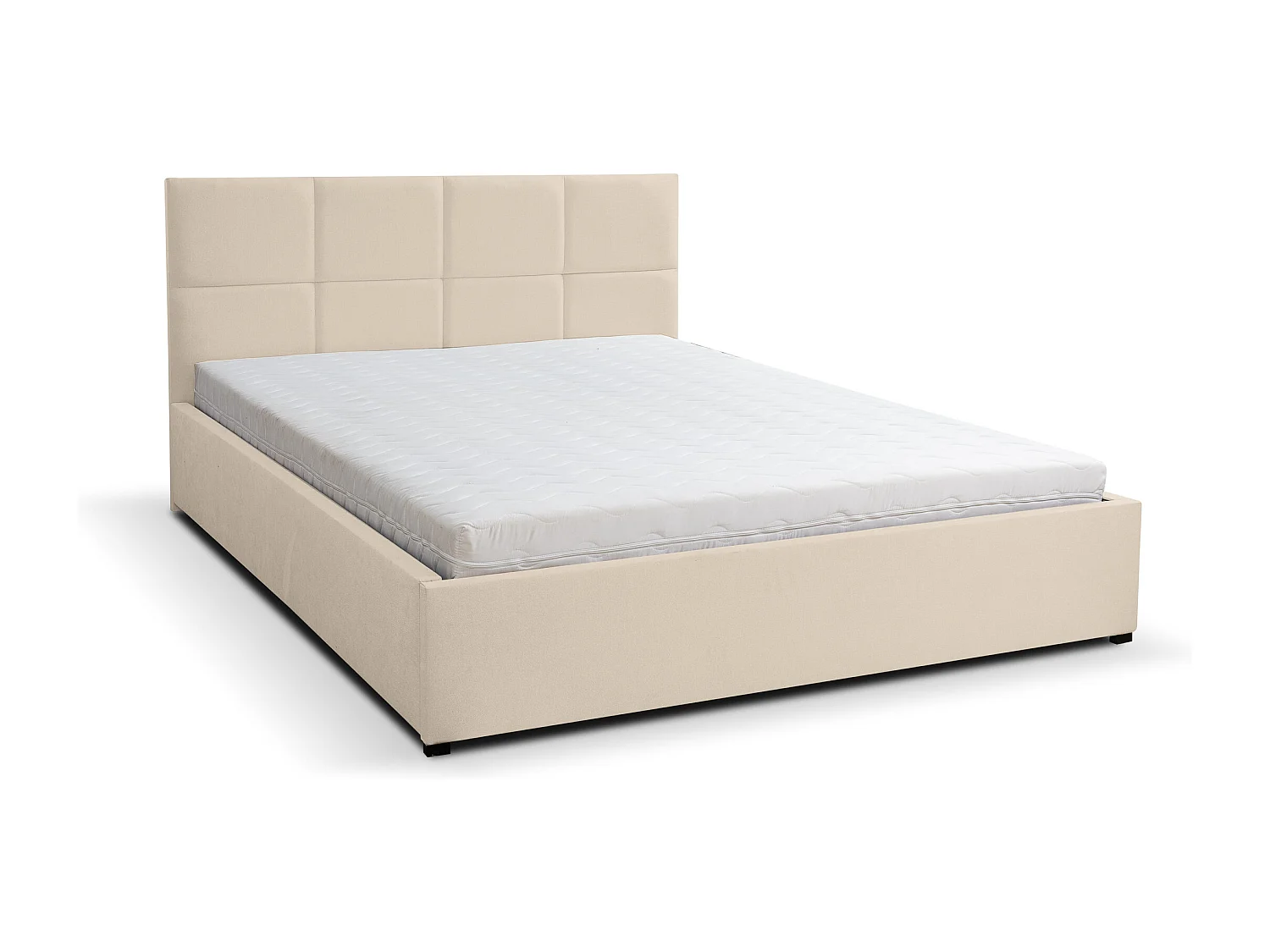 Polsterbett BETTY mit Kopfteil, 180 x200 cm, Doppelbett mit Bettkasten und Lattenrost aus Velourstoff, Velourstoff, Frabe: Beige