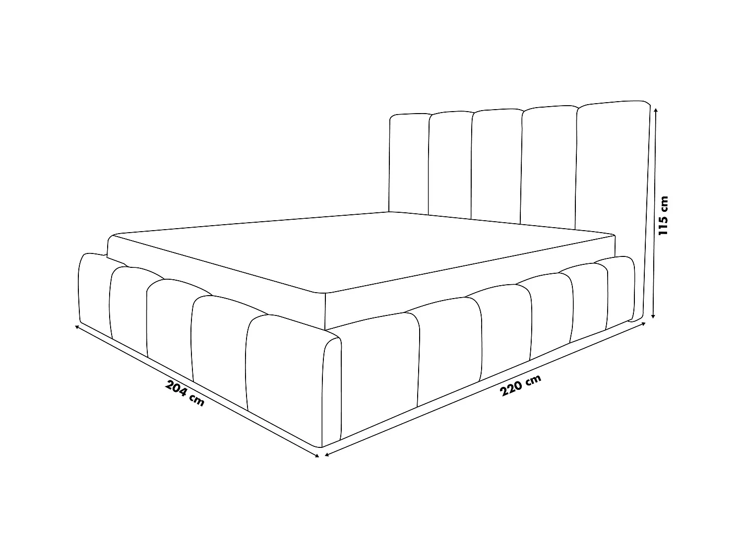 Lit rembourré Marco avec tête de lit, 180 x 200 cm, lit double avec coffre de rangement et sommier à lattes en métal, tissu bouclé, couleur : marron clair