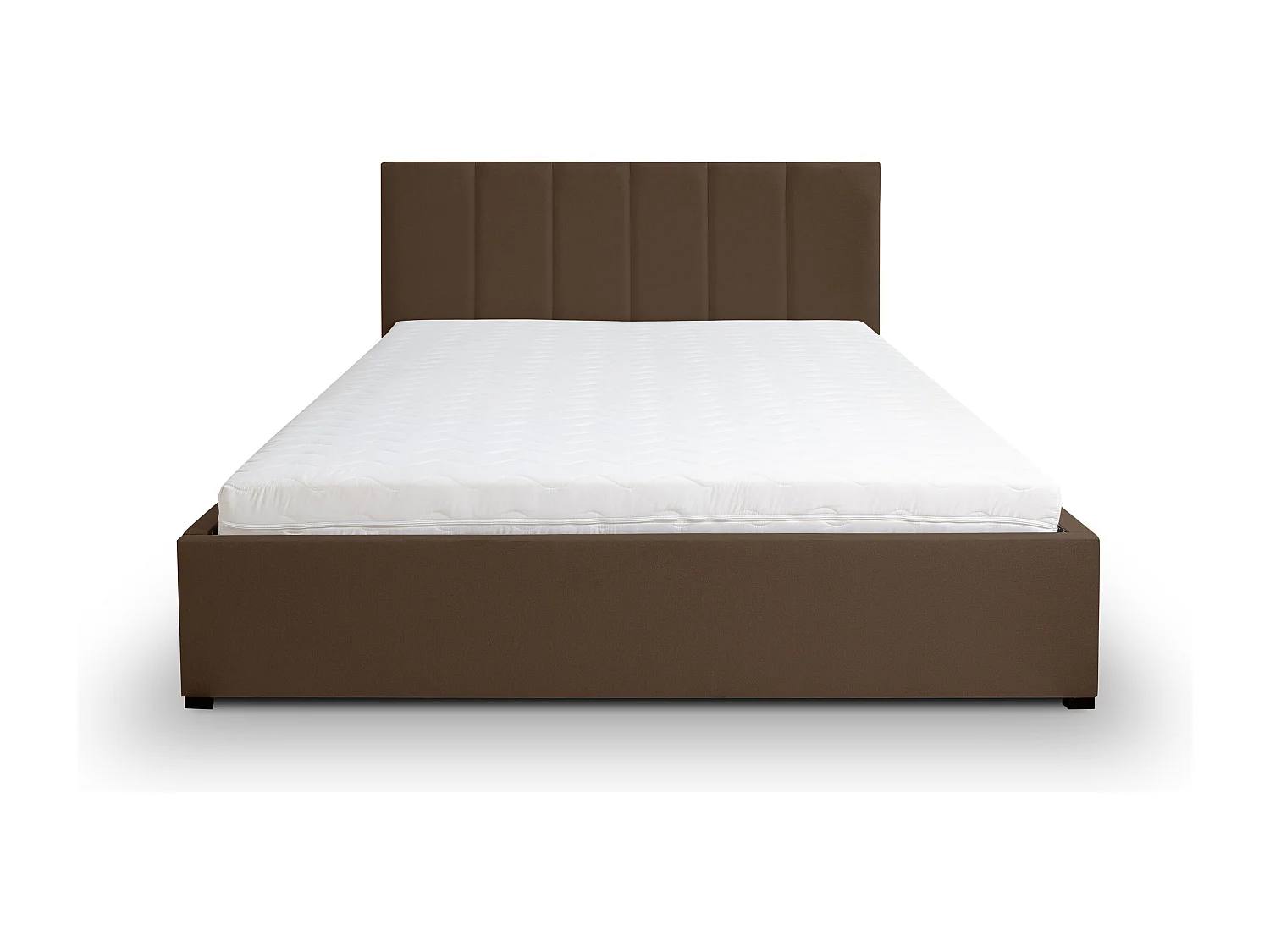 Polsterbett LISA mit Kopfteil, 140 x200 cm, Doppelbett mit Bettkasten und Lattenrost aus Velourstoff, Velourstoff, Frabe: Braun