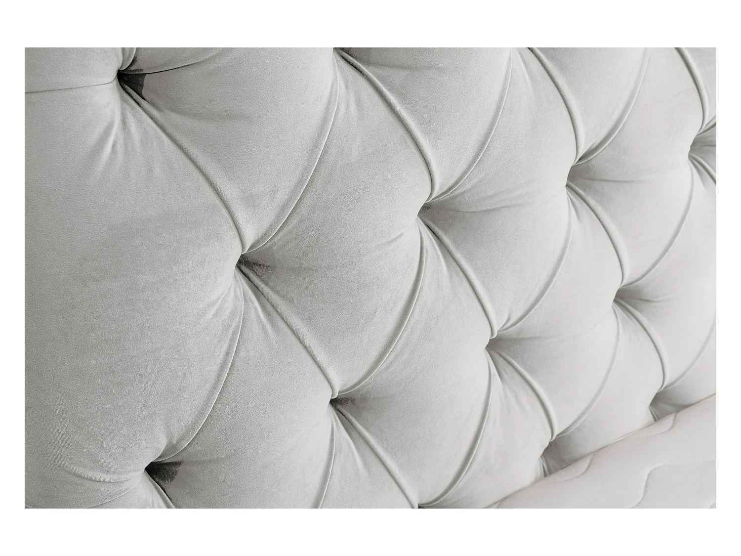 Lit rembourré Chesterfield avec tête de lit, 140 x 200 cm, lit double avec coffre de rangement et sommier à lattes en métal, tissu velours, couleur : gris clair