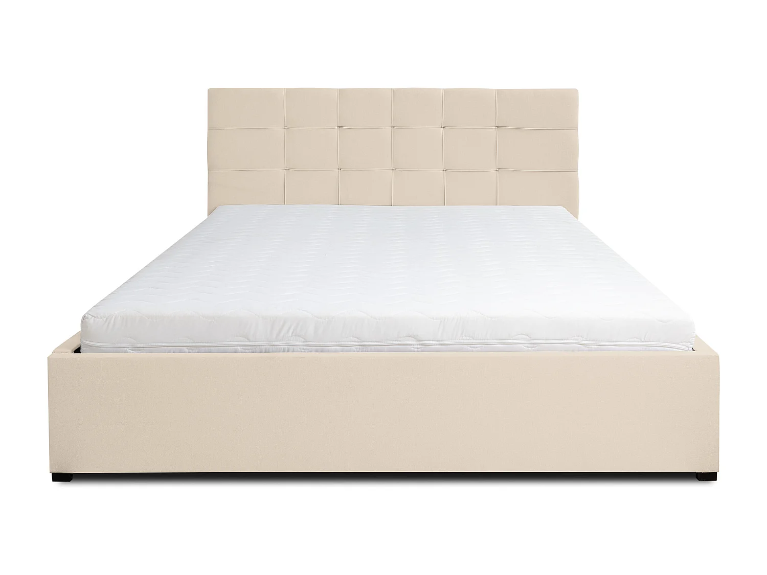 Polsterbett JESSA mit Kopfteil, 180 x200 cm, Doppelbett mit Bettkasten und Lattenrost aus Velourstoff, Velourstoff, Frabe: Beige