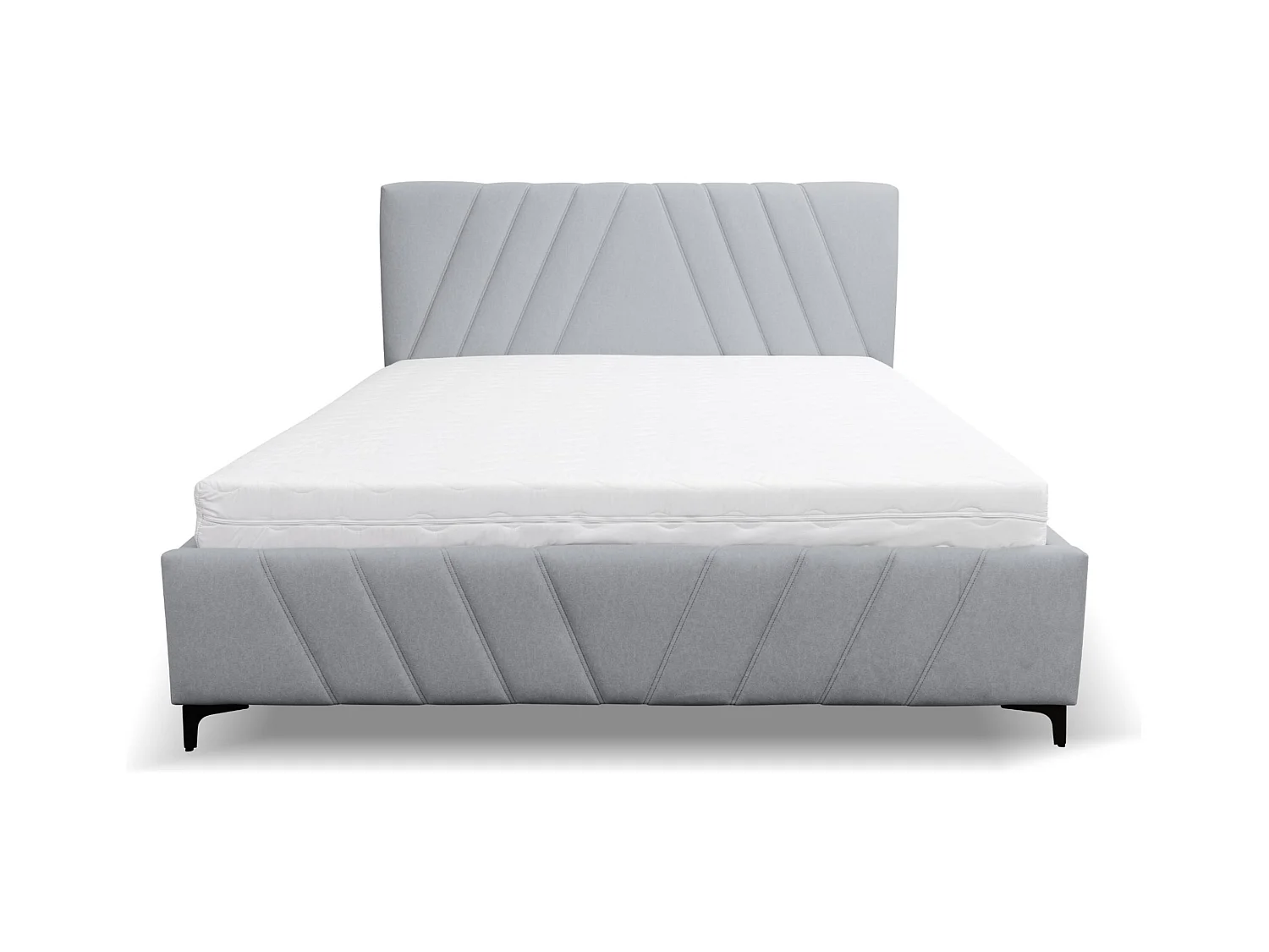 Lit rembourré Capri  avec tête de lit, 160 x 200 cm, lit double avec coffre de rangement et sommier à lattes en métal, tissu velours, couleur : gris