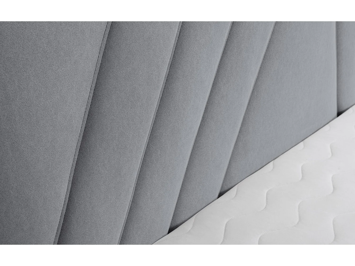 Lit rembourré Capri  avec tête de lit, 160 x 200 cm, lit double avec coffre de rangement et sommier à lattes en métal, tissu velours, couleur : gris