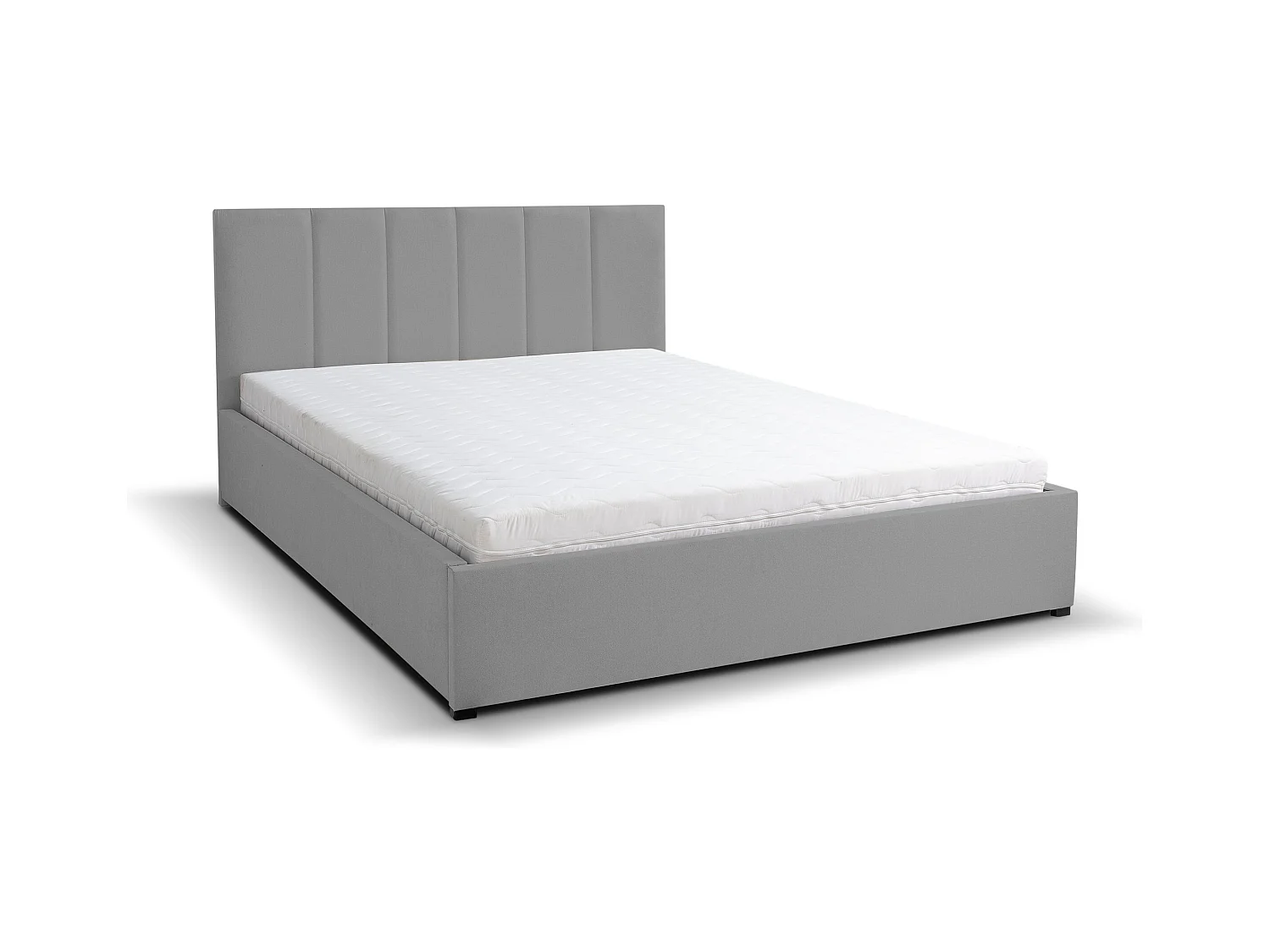 Lit rembourré LISA avec tête de lit, 180 x 200 cm, lit double avec coffre de rangement et sommier à lattes en velours, velours, couleur : gris