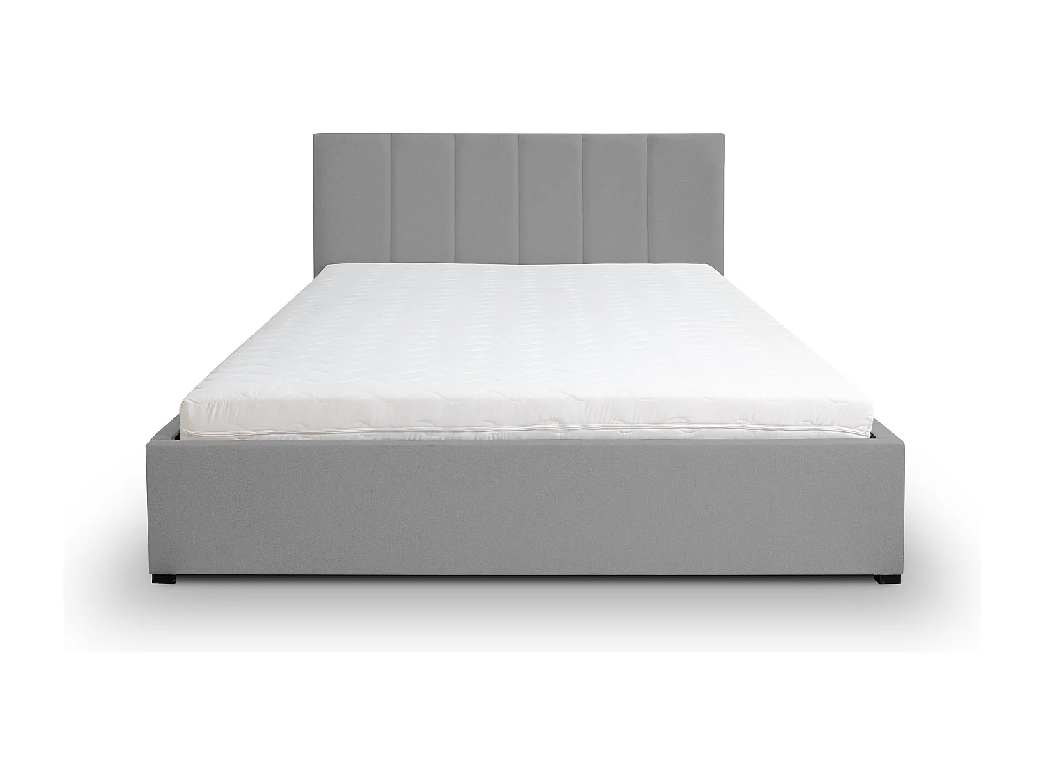 Polsterbett LISA mit Kopfteil, 180 x200 cm, Doppelbett mit Bettkasten und Lattenrost aus Velourstoff, Velourstoff, Frabe: Grau