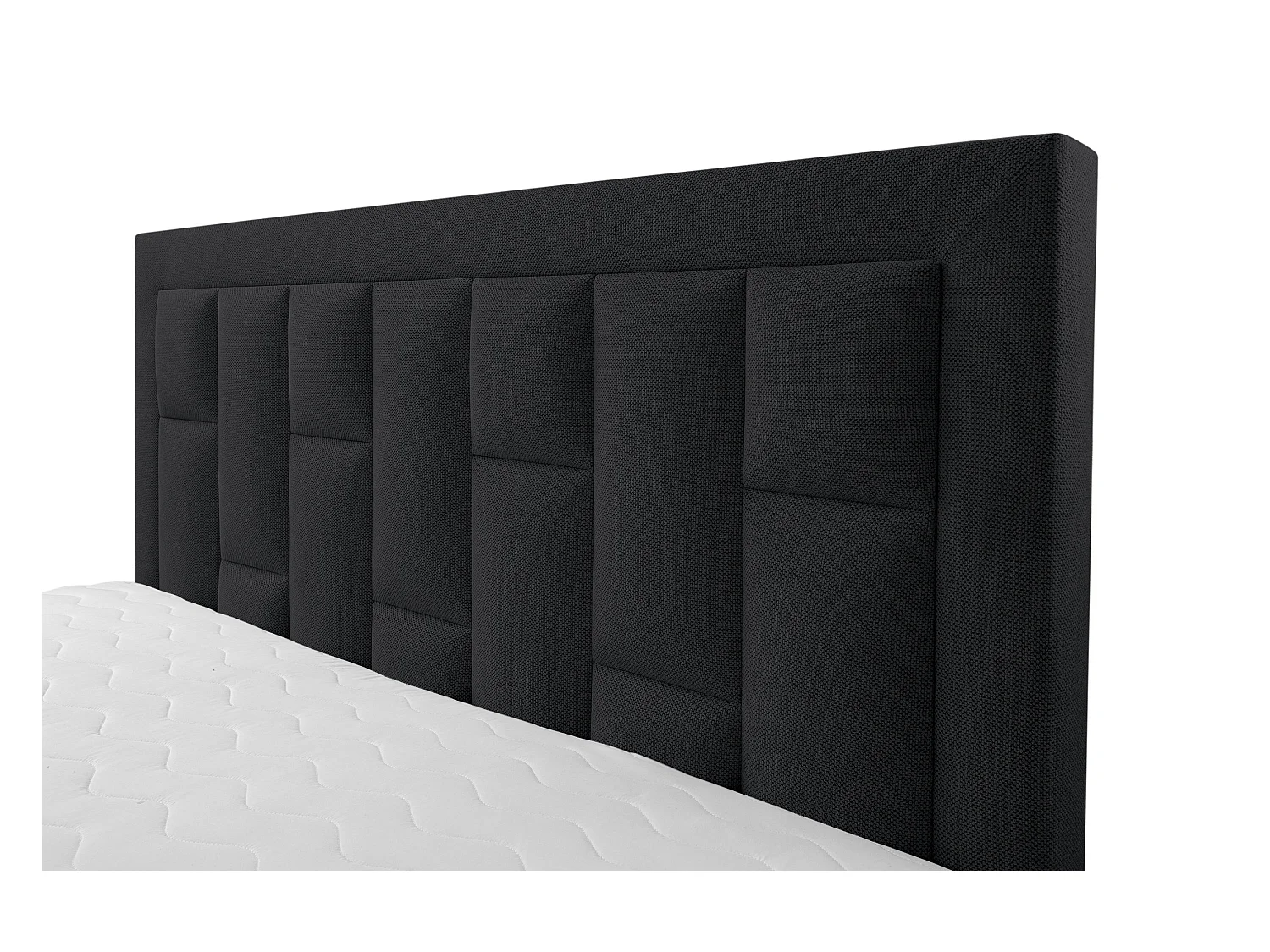 Lit rembourré VENEZIA avec tête de lit, 160 x 200 cm, lit double avec coffre de rangement et sommier à lattes en tissu structuré, tissu velours, couleur : noir