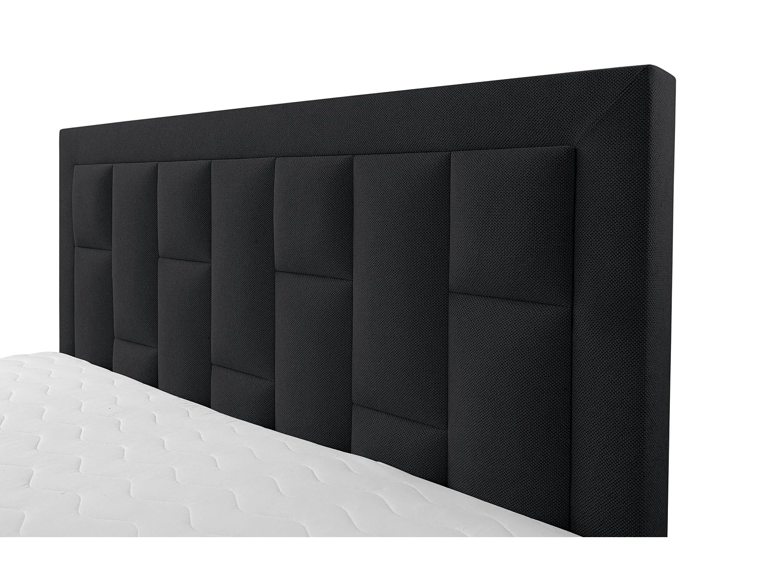 Polsterbett VENEZIA mit Kopfteil, 160 x200 cm, Doppelbett mit Bettkasten und Lattenrost aus Strukturstoff, Velourstoff, Frabe: Schwarz