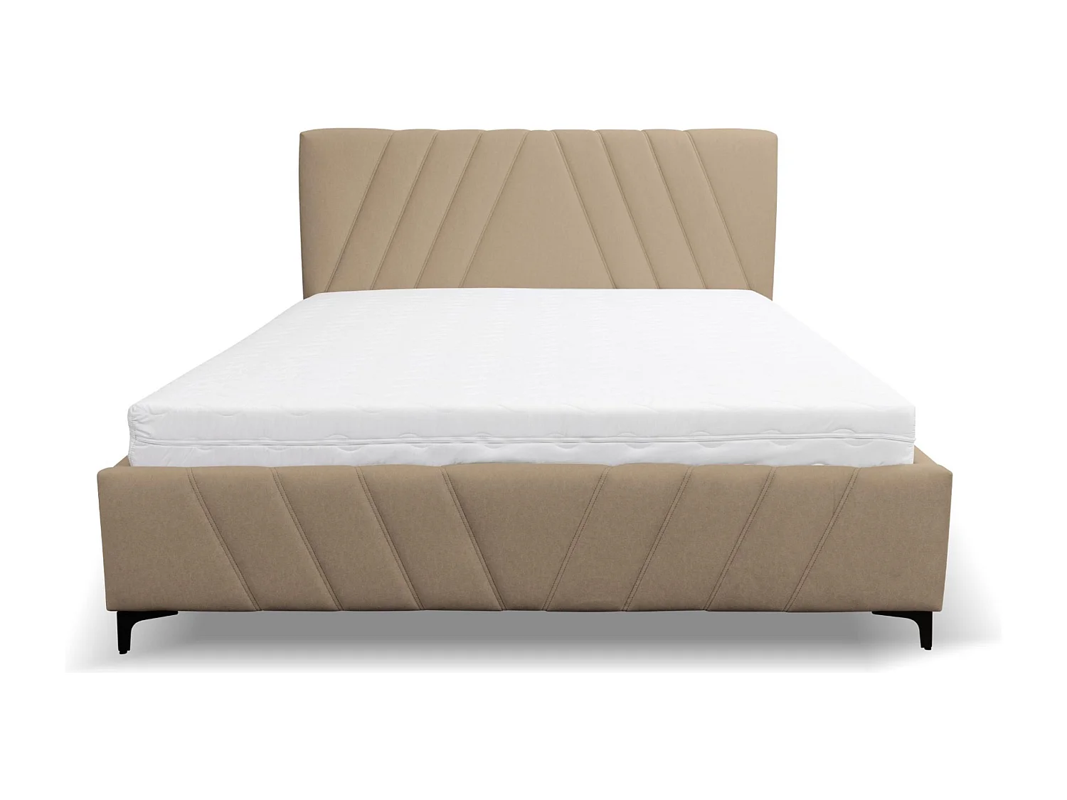 Lit rembourré Capri  avec tête de lit, 160 x 200 cm, lit double avec coffre de rangement et sommier à lattes en métal, tissu velours, couleur : marron