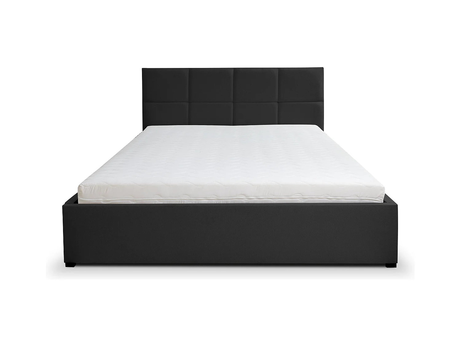 Lit rembourré BETTY avec tête de lit, 180 x 200 cm, lit double avec coffre de rangement et sommier à lattes en velours, velours, couleur : noir