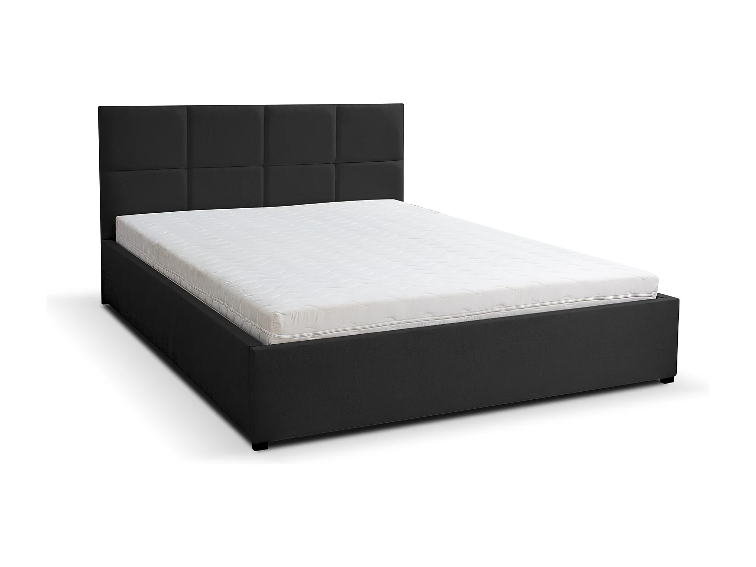 Polsterbett BETTY mit Kopfteil, 180 x200 cm, Doppelbett mit Bettkasten und Lattenrost aus Velourstoff, Velourstoff, Frabe: Schwarz