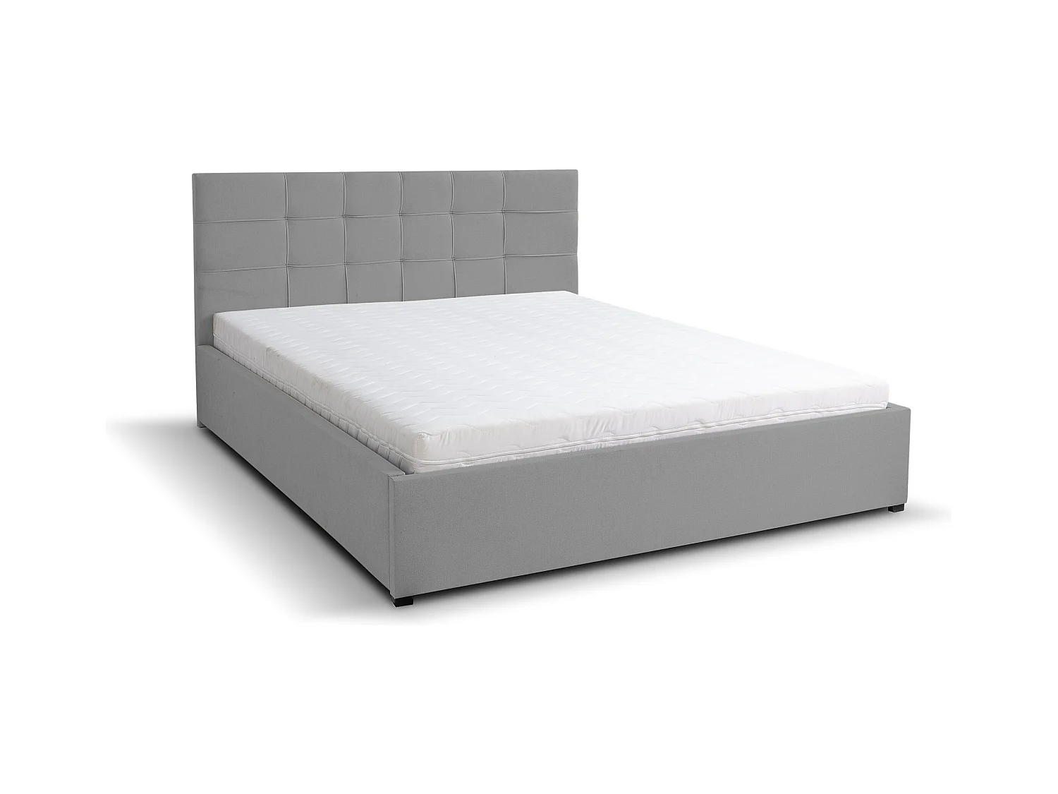 Lit rembourré JESSA avec tête de lit, 180 x 200 cm, lit double avec coffre de rangement et sommier à lattes en velours, velours, couleur : gris