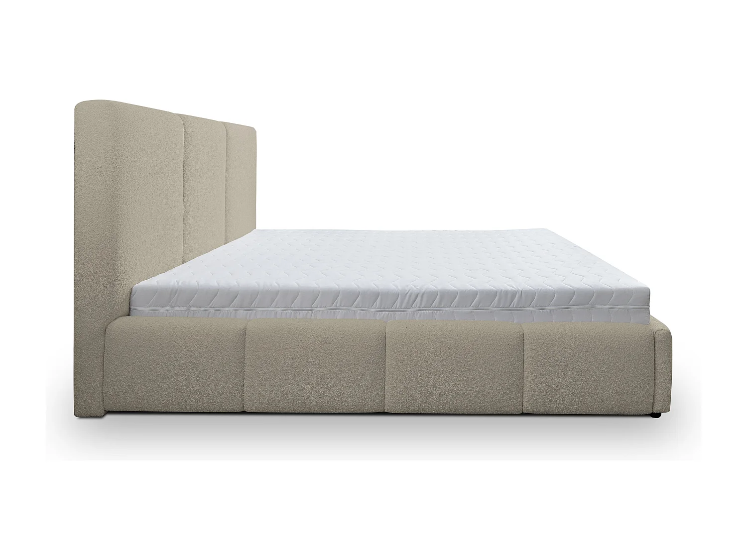 Lit rembourré Basti avec tête de lit, 180 x 200 cm, lit double avec coffre de rangement et sommier à lattes en métal, tissu bouclé, couleur : marron clair