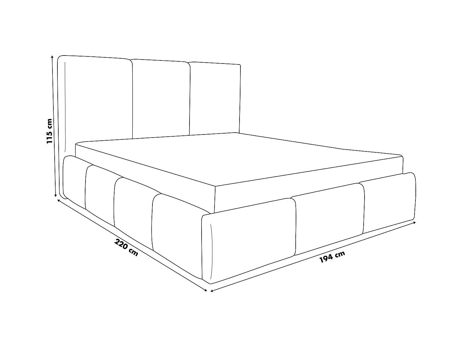 Lit rembourré Basti avec tête de lit, 180 x 200 cm, lit double avec coffre de rangement et sommier à lattes en métal, tissu bouclé, couleur : marron