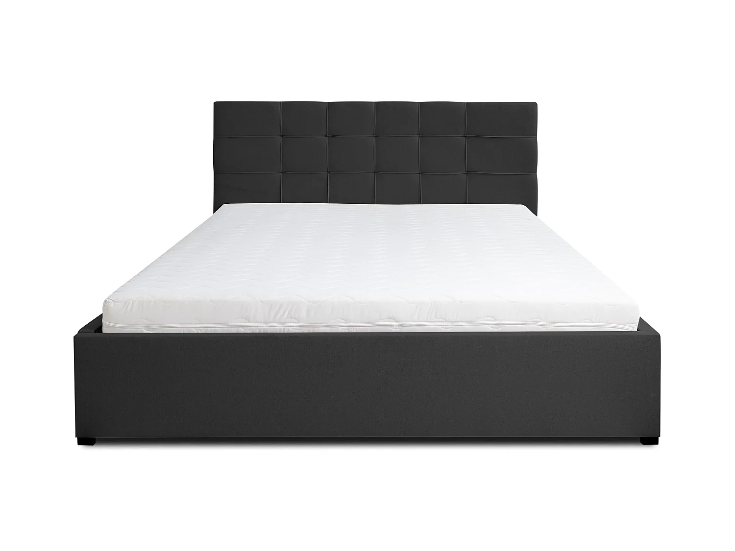 Lit rembourré JESSA avec tête de lit, 160 x 200 cm, lit double avec coffre de rangement et sommier à lattes en velours, velours, couleur : noir