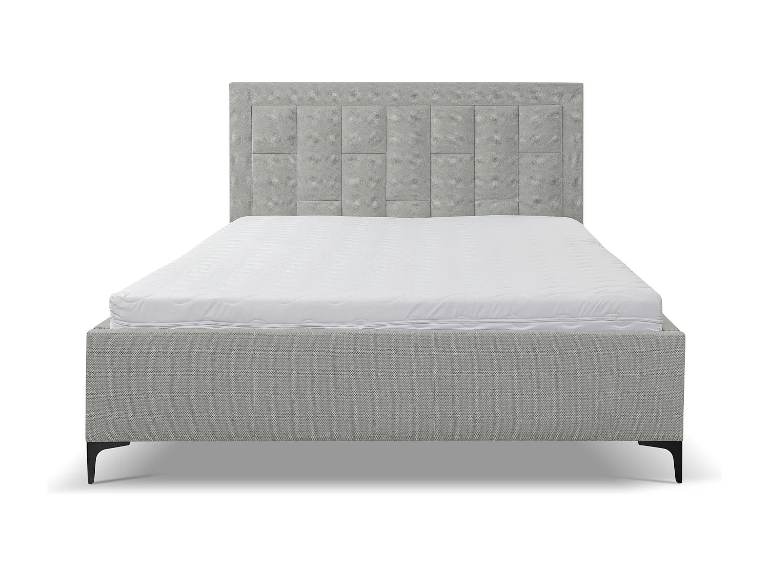 Polsterbett VENEZIA mit Kopfteil, 180 x200 cm, Doppelbett mit Bettkasten und Lattenrost aus Strukturstoff, Velourstoff, Frabe: Grau