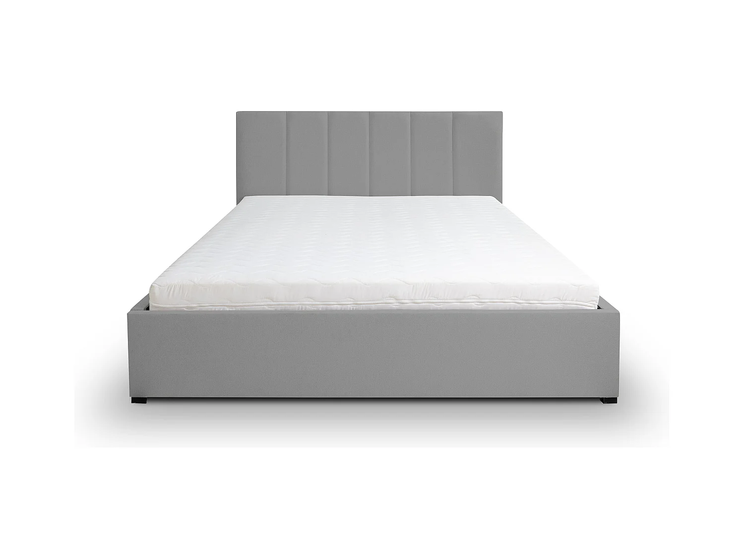 Lit rembourré LISA avec tête de lit, 140 x 200 cm, lit double avec coffre de rangement et sommier à lattes en velours, velours, couleur : gris