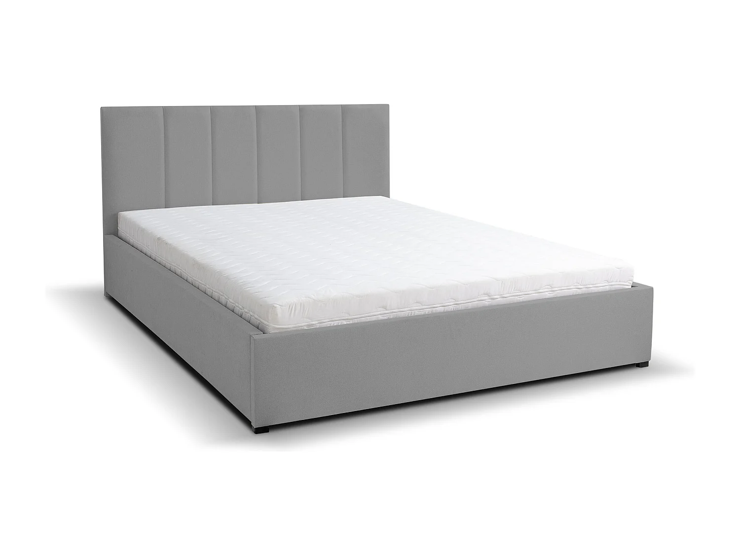 Polsterbett LISA mit Kopfteil, 140 x200 cm, Doppelbett mit Bettkasten und Lattenrost aus Velourstoff, Velourstoff, Frabe: Grau