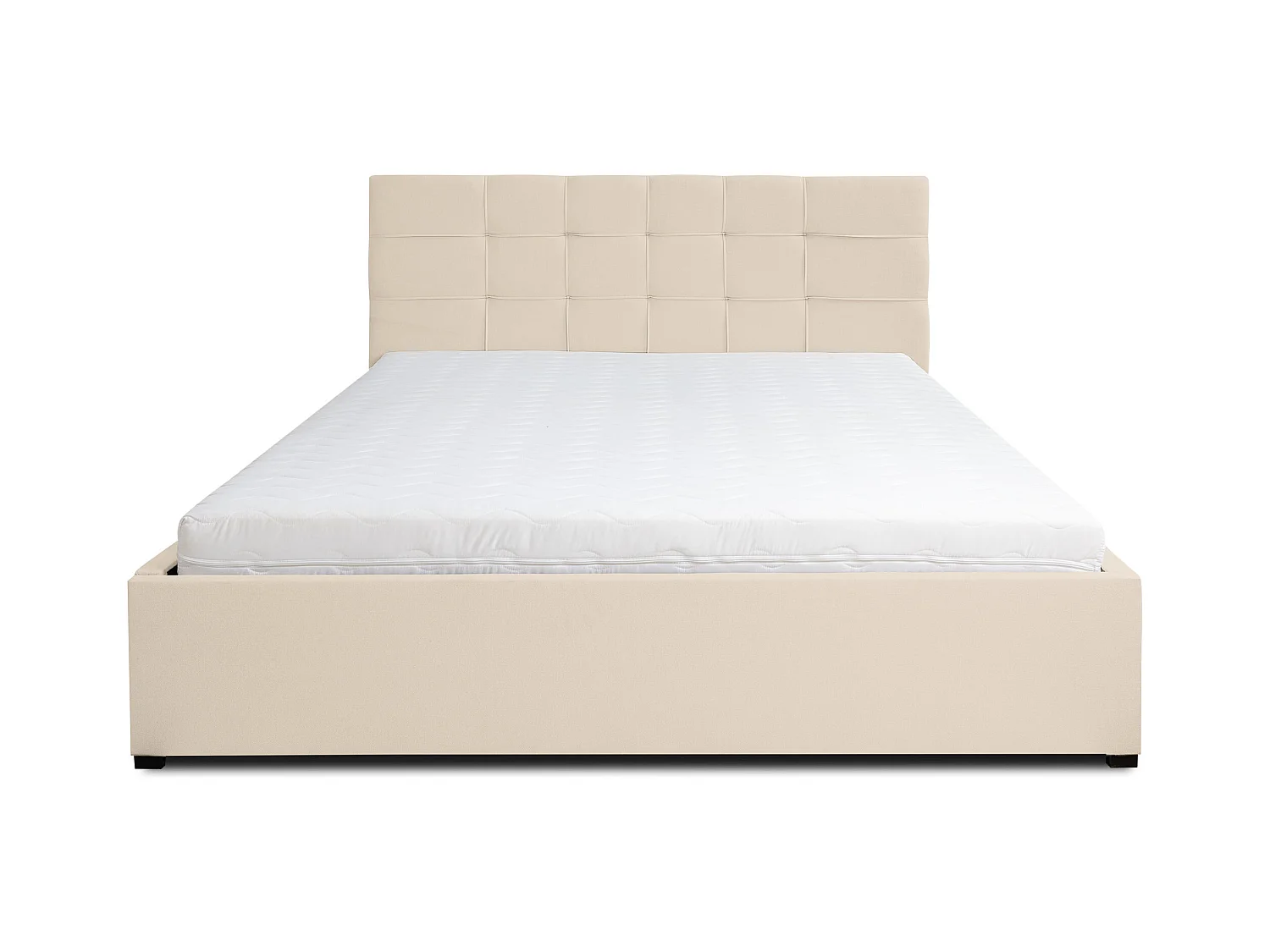 Lit rembourré JESSA avec tête de lit, 160 x 200 cm, lit double avec coffre de rangement et sommier à lattes en velours, velours, couleur : beige