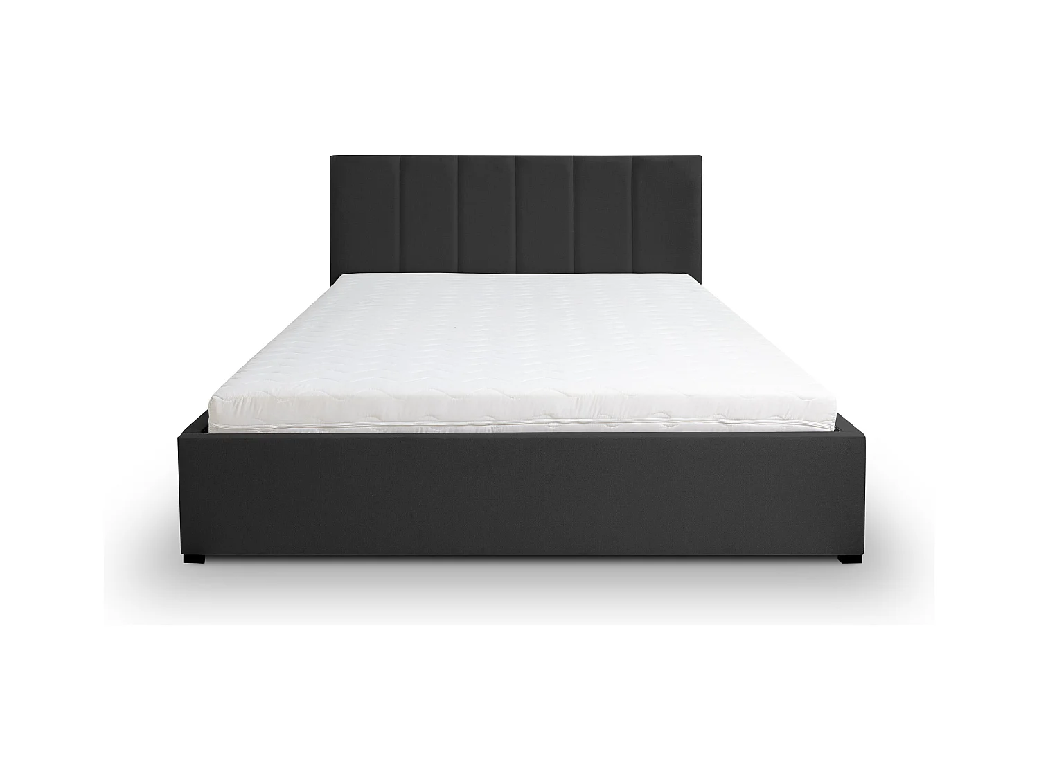 Lit rembourré LISA avec tête de lit, 140 x 200 cm, lit double avec coffre de rangement et sommier à lattes en velours, velours, couleur : noir