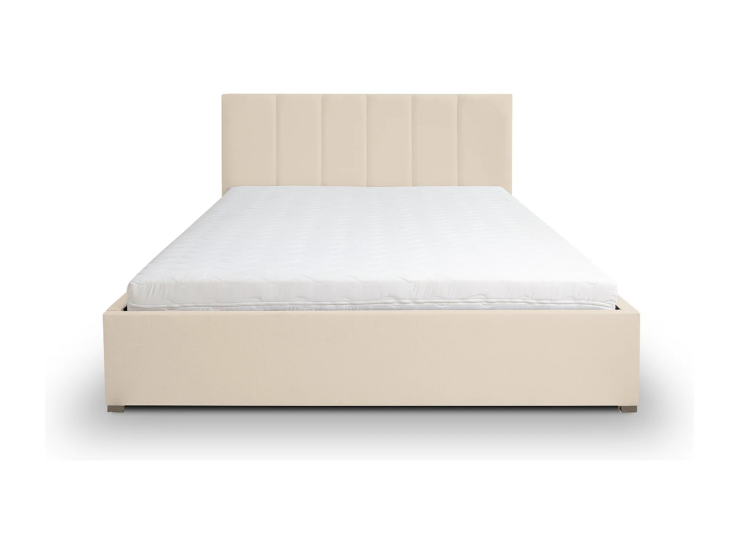 Polsterbett LISA mit Kopfteil, 160 x200 cm, Doppelbett mit Bettkasten und Lattenrost aus Velourstoff, Velourstoff, Frabe: Beige