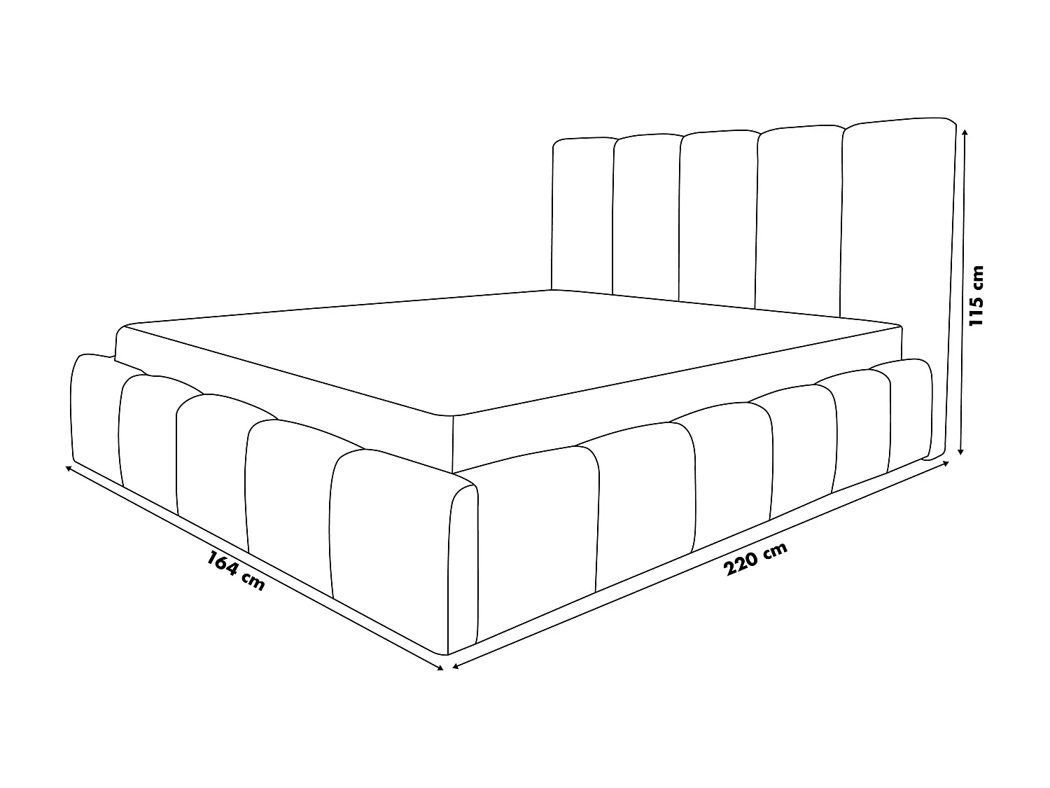 Lit rembourré Marco avec tête de lit, 140 x 200 cm, lit double avec coffre de rangement et sommier à lattes en métal, tissu bouclé, couleur : gris
