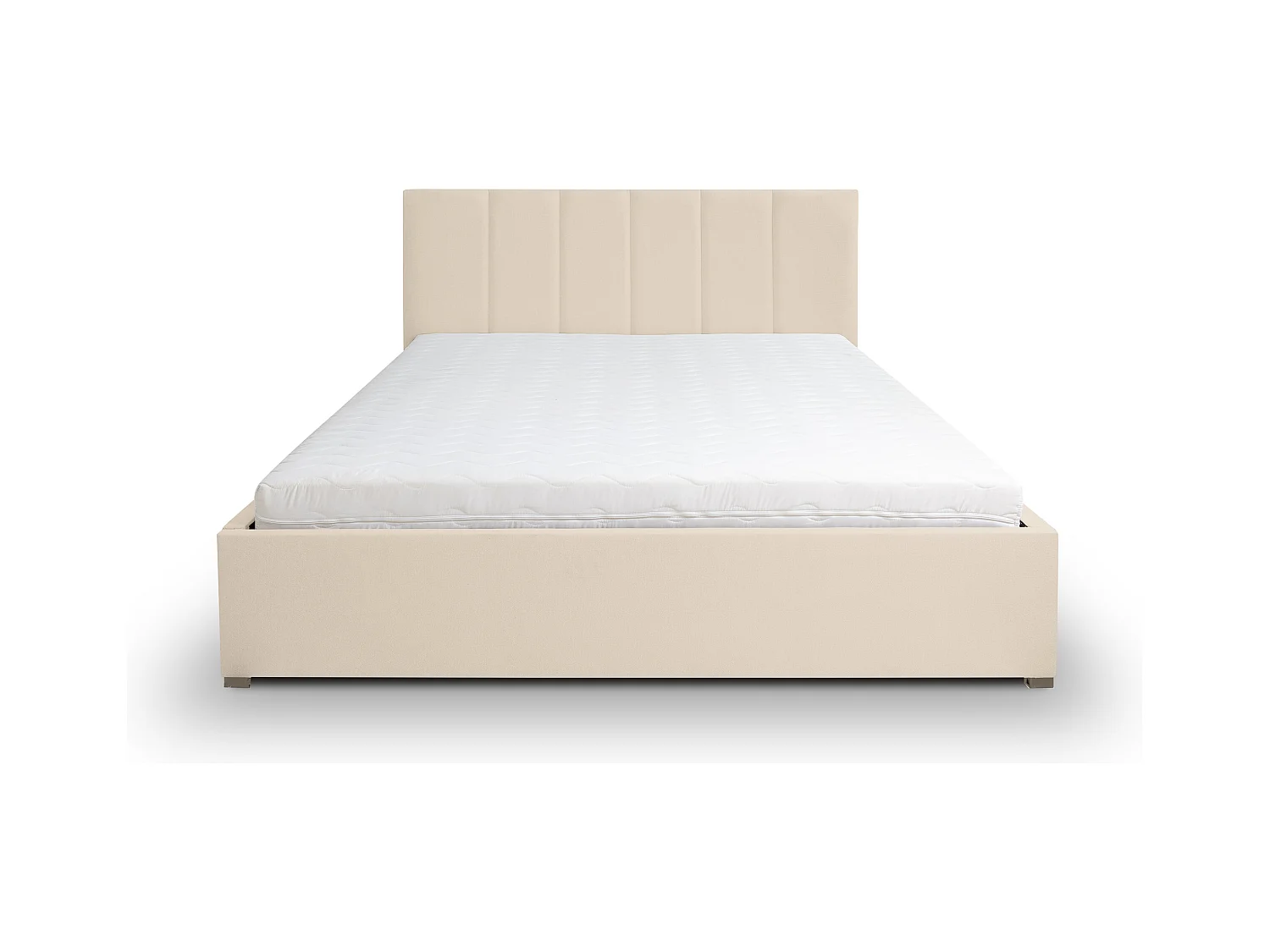 Lit rembourré LISA avec tête de lit, 180 x 200 cm, lit double avec coffre de rangement et sommier à lattes en velours, velours, couleur : beige