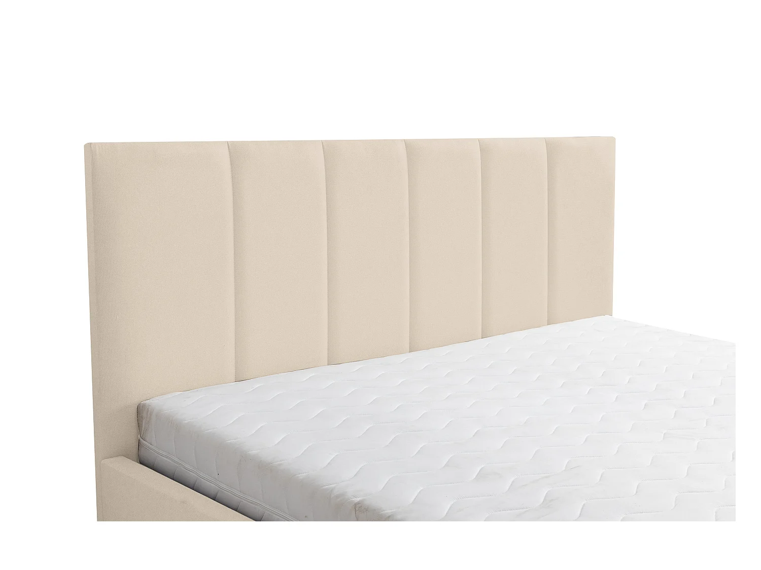 Lit rembourré LISA avec tête de lit, 180 x 200 cm, lit double avec coffre de rangement et sommier à lattes en velours, velours, couleur : beige