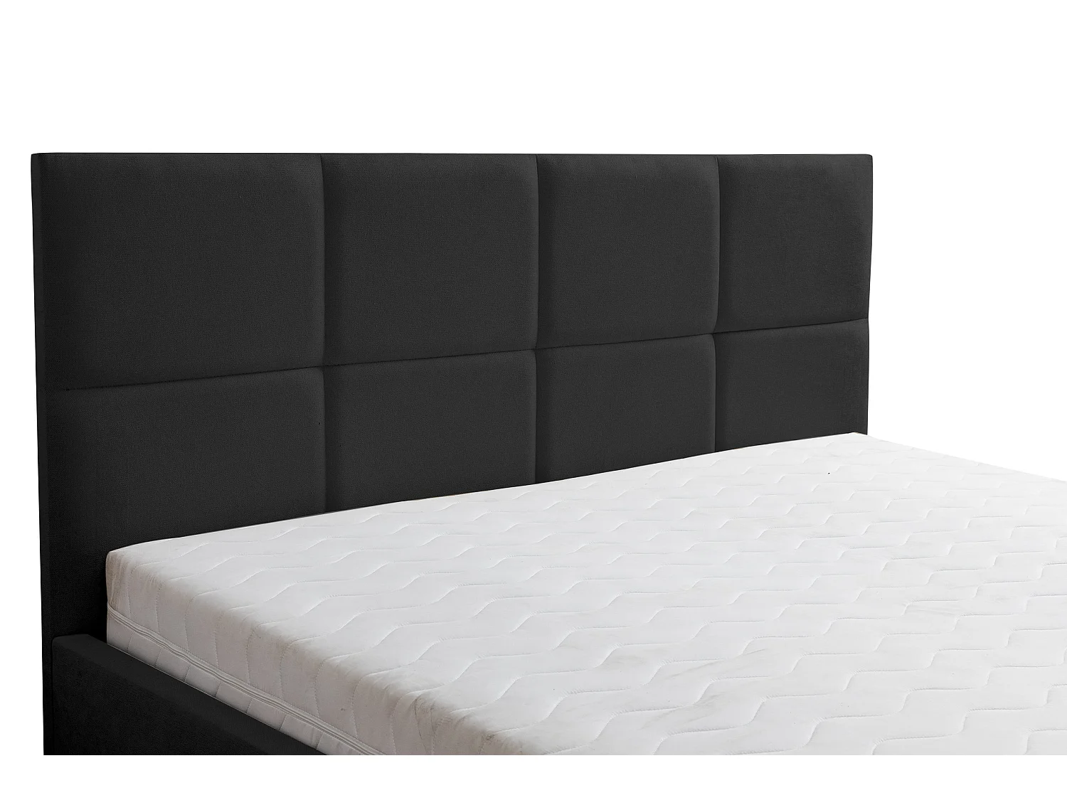 Lit rembourré BETTY avec tête de lit, 140 x 200 cm, lit double avec coffre de rangement et sommier à lattes en velours, velours, couleur : noir