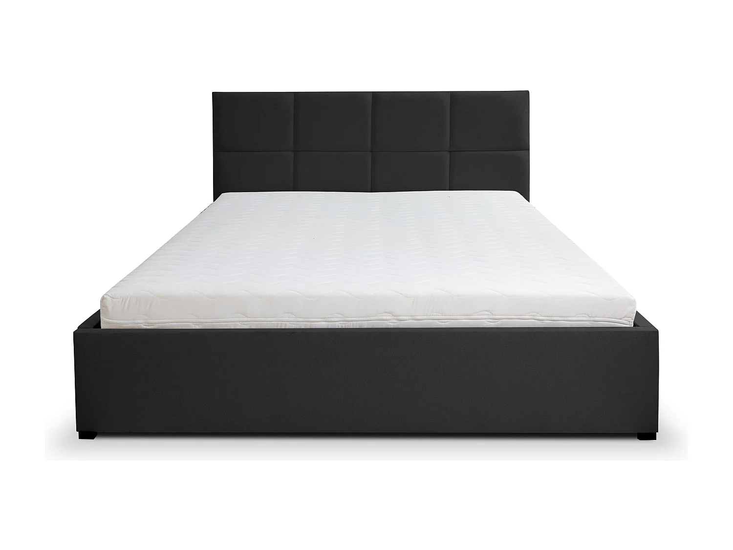 Polsterbett BETTY mit Kopfteil, 140 x200 cm, Doppelbett mit Bettkasten und Lattenrost aus Velourstoff, Velourstoff, Frabe: Schwarz