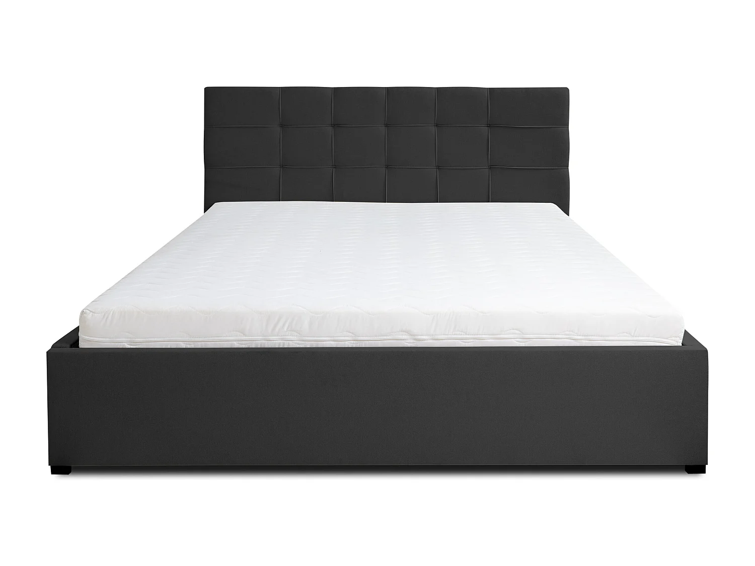 Polsterbett JESSA mit Kopfteil, 180 x200 cm, Doppelbett mit Bettkasten und Lattenrost aus Velourstoff, Velourstoff, Frabe: Schwarz