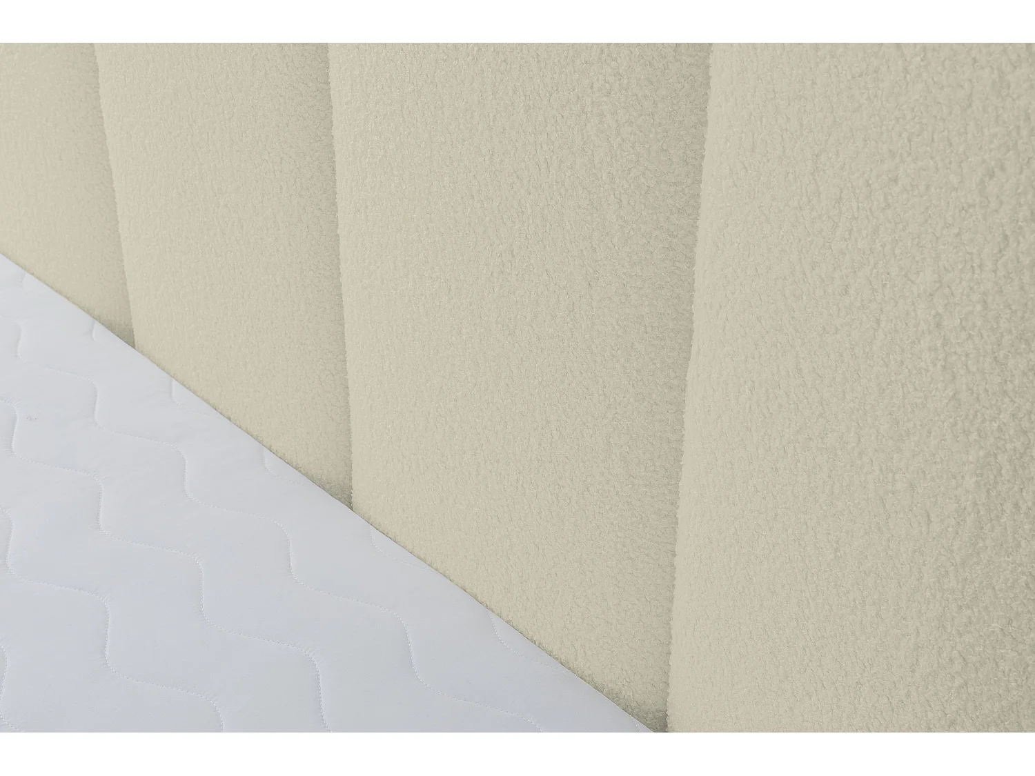 Lit rembourré Marco avec tête de lit, 160 x 200 cm, lit double avec coffre de rangement et sommier à lattes en métal, tissu bouclé, couleur : beige