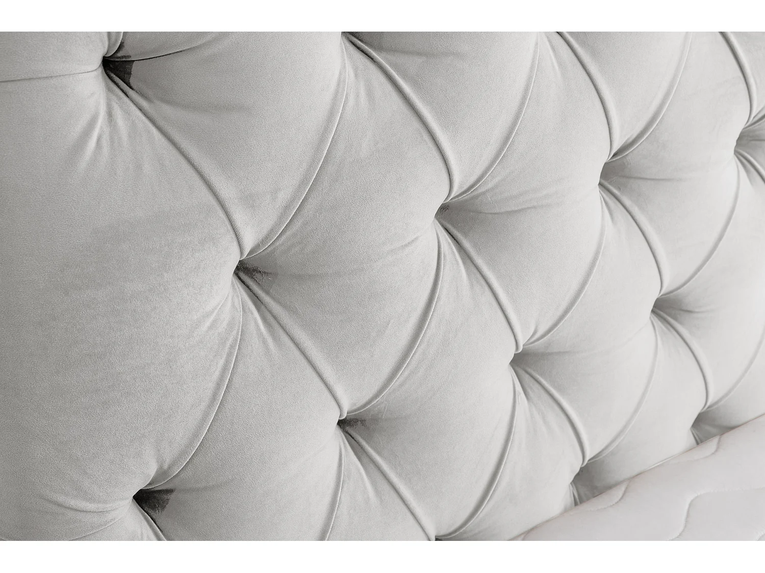 Lit rembourré Chesterfield avec tête de lit, 160 x 200 cm, lit double avec coffre de rangement et sommier à lattes en métal, tissu velours, couleur : gris clair