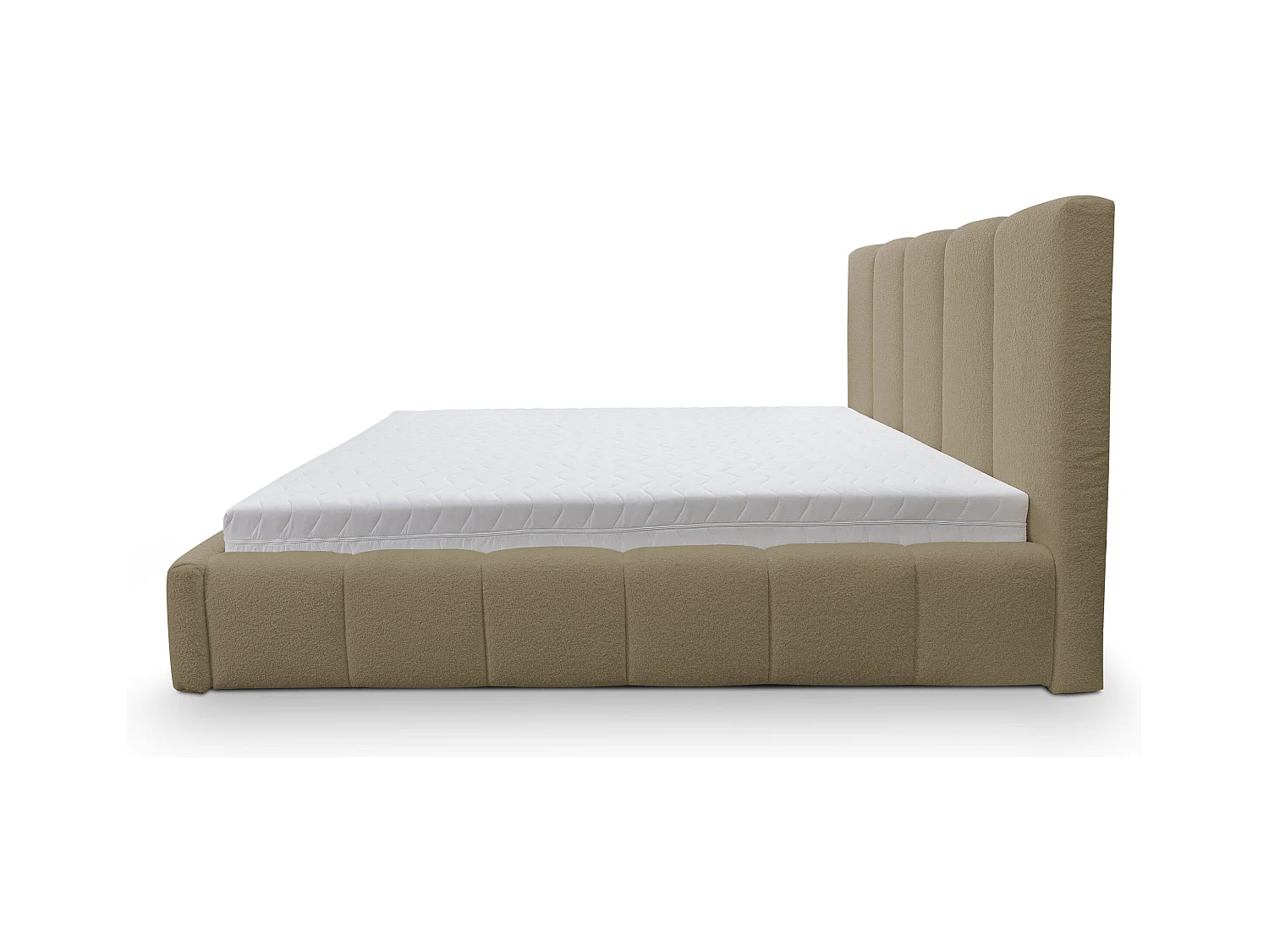 Lit rembourré Marco avec tête de lit, 160 x 200 cm, lit double avec coffre de rangement et sommier à lattes en métal, tissu bouclé, couleur : marron