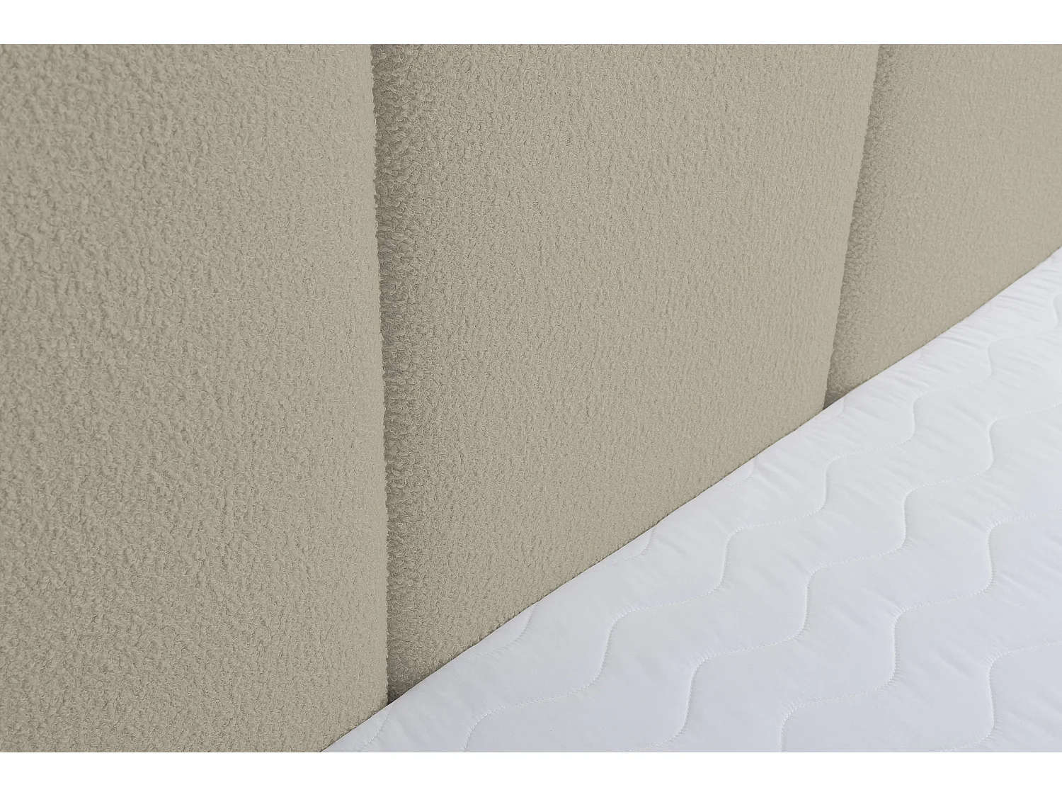 Lit rembourré Basti avec tête de lit, 140 x 200 cm, lit double avec coffre de rangement et sommier à lattes en métal, tissu bouclé, couleur : marron clair