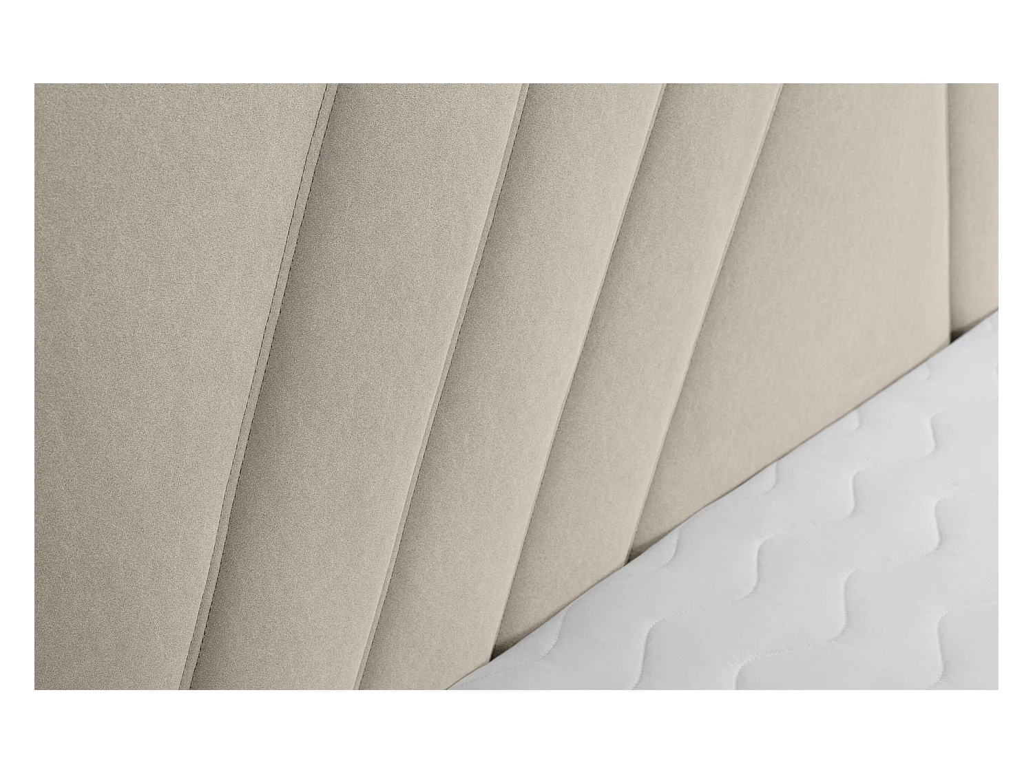 Lit rembourré Capri  avec tête de lit, 140 x 200 cm, lit double avec coffre de rangement et sommier à lattes en métal, tissu velours, couleur : beige