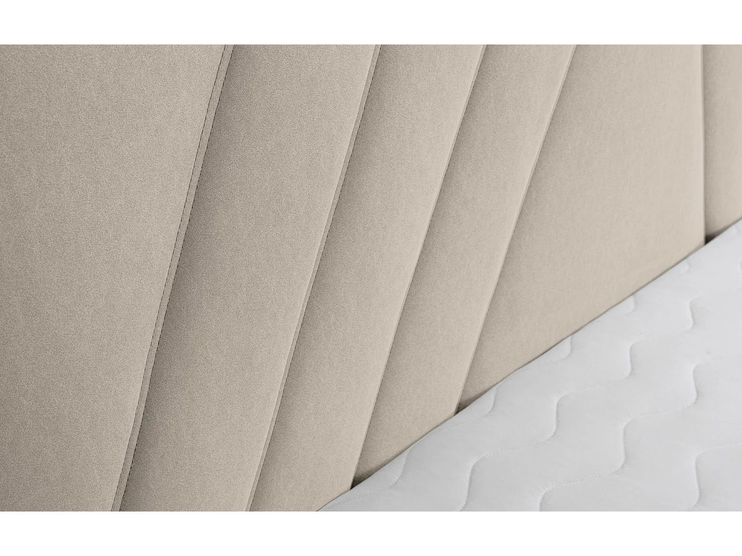 Lit rembourré Capri  avec tête de lit, 180 x 200 cm, lit double avec coffre de rangement et sommier à lattes en métal, tissu velours, couleur : beige