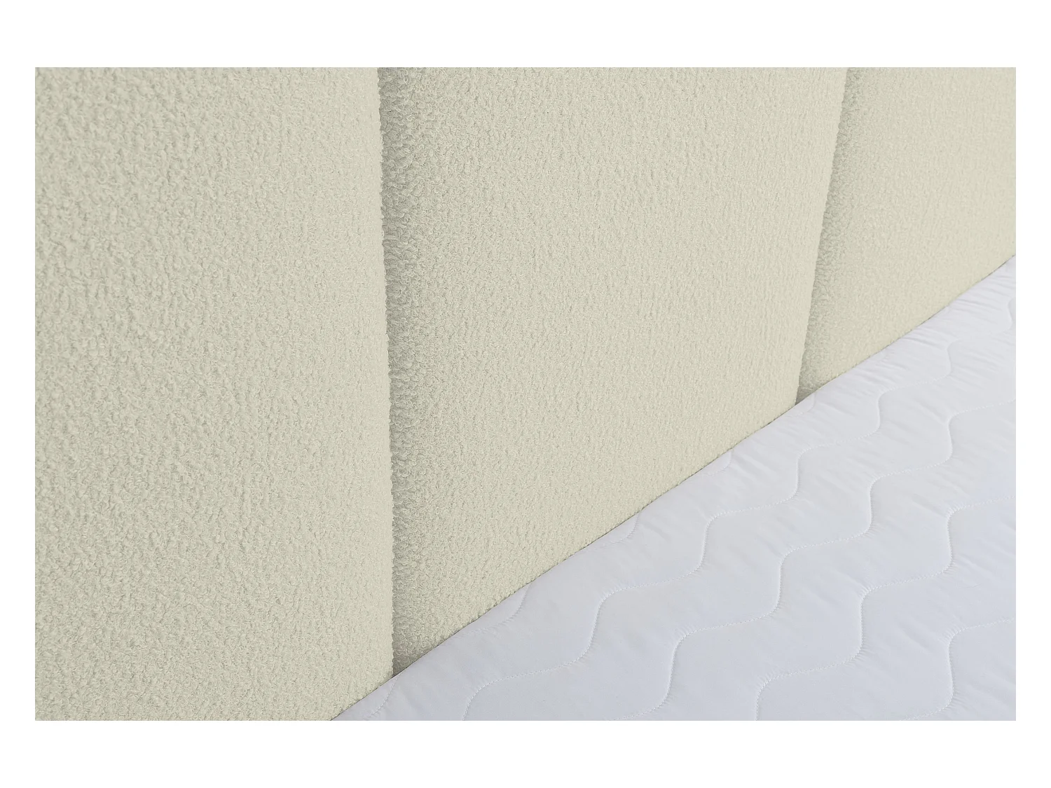 Lit rembourré Basti avec tête de lit, 160 x 200 cm, lit double avec coffre de rangement et sommier à lattes en métal, tissu bouclé, couleur : beige