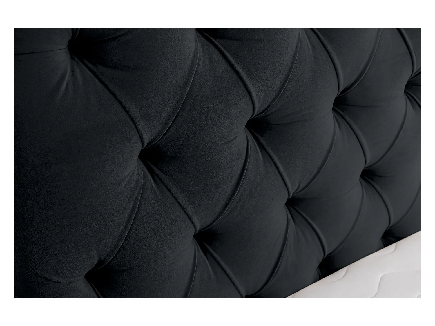 Lit rembourré Chesterfield avec tête de lit, 140 x 200 cm, lit double avec coffre de rangement et sommier à lattes en métal, tissu velours, couleur : noir