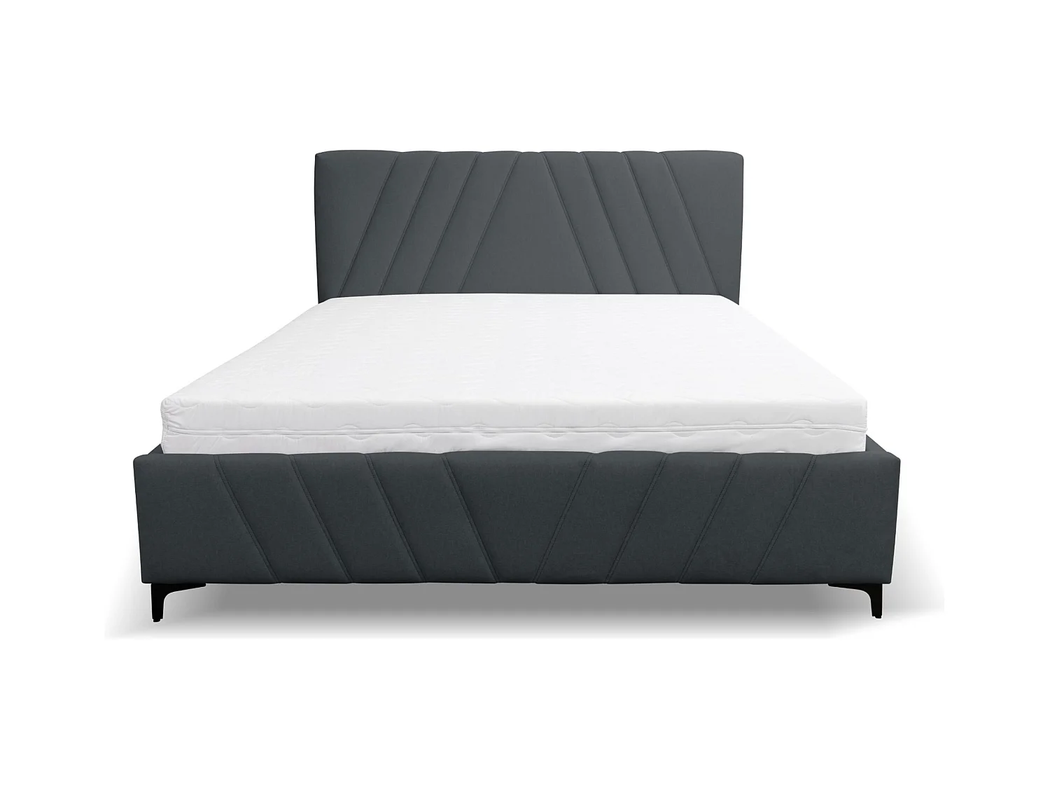 Lit rembourré Capri avec tête de lit, 180 x 200 cm, lit double avec coffre de rangement et sommier à lattes en métal, tissu velours, couleur : noir