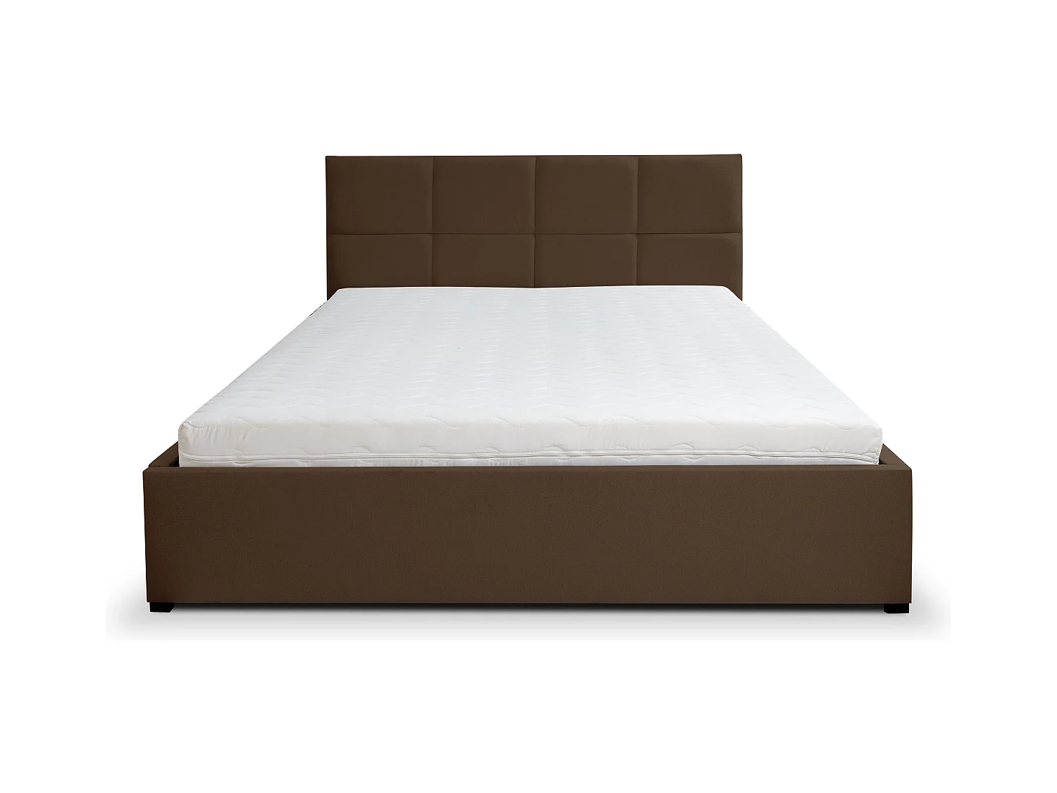 Lit rembourré BETTY avec tête de lit, 180 x 200 cm, lit double avec coffre de rangement et sommier à lattes en velours, velours, couleur : marron