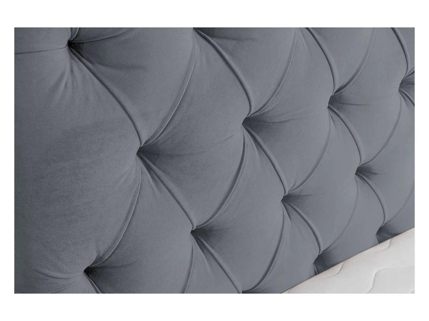 Lit rembourré Chesterfield avec tête de lit, 140 x 200 cm, lit double avec coffre de rangement et sommier à lattes en métal, tissu velours, couleur : gris