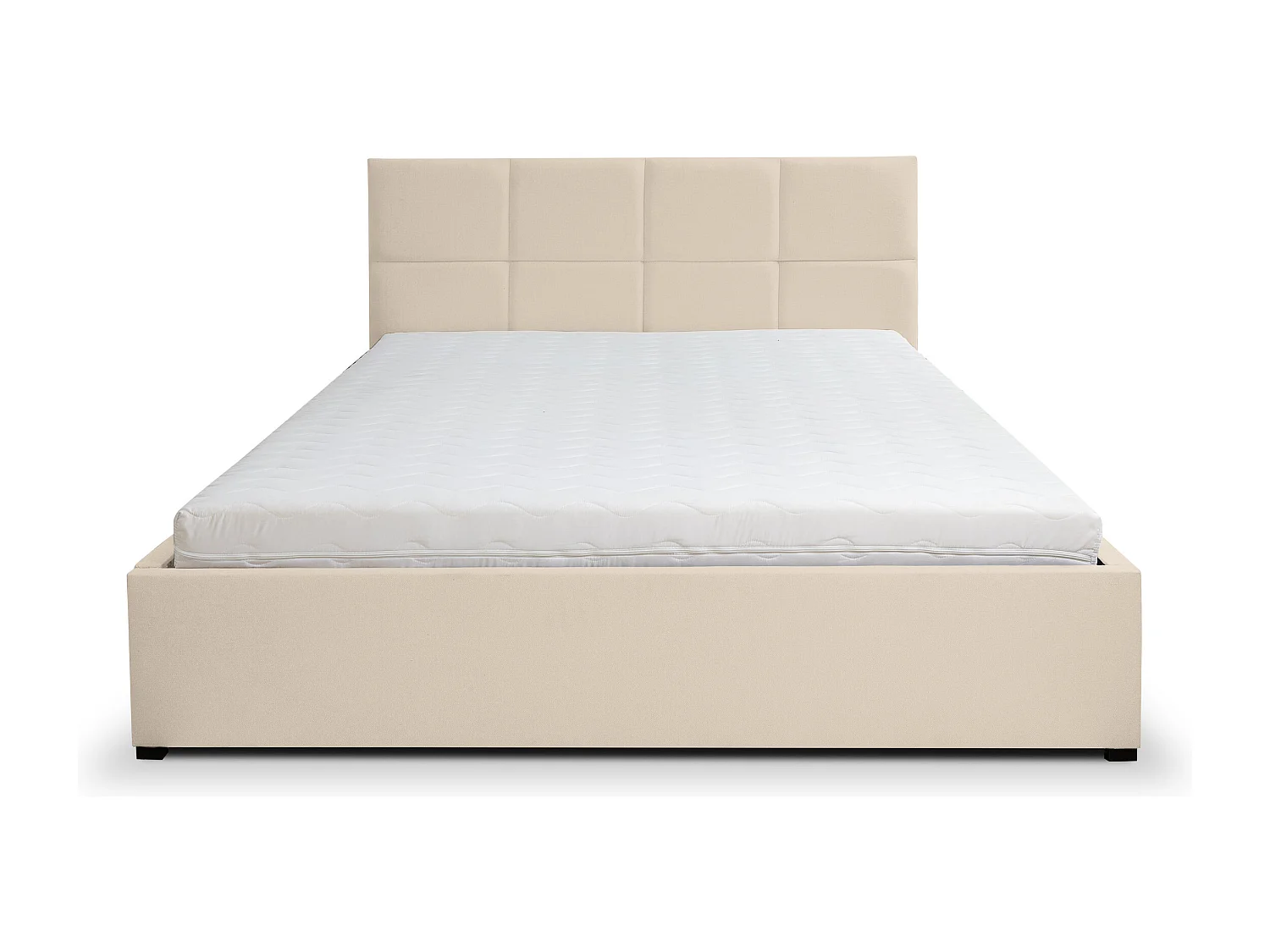 Polsterbett BETTY mit Kopfteil, 160 x200 cm, Doppelbett mit Bettkasten und Lattenrost aus Velourstoff, Velourstoff, Frabe: Beige