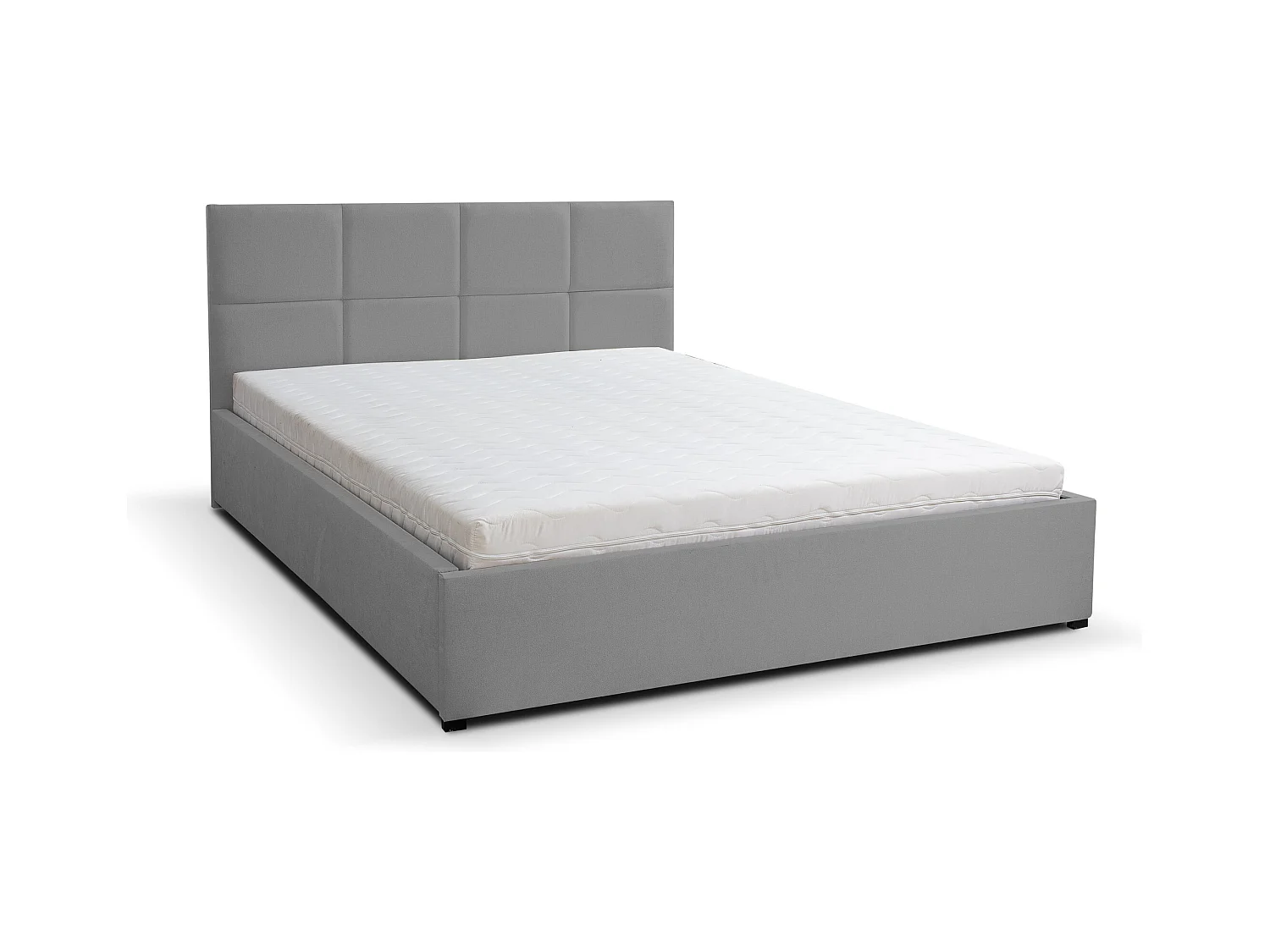 Lit rembourré BETTY avec tête de lit, 160 x 200 cm, lit double avec coffre de rangement et sommier à lattes en velours, velours, couleur : gris