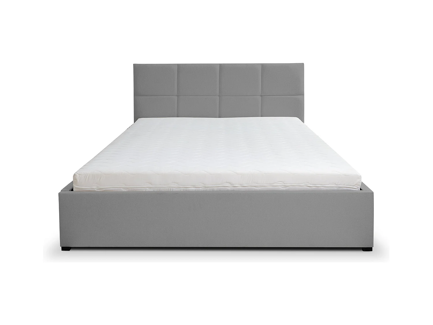 Lit rembourré BETTY avec tête de lit, 160 x 200 cm, lit double avec coffre de rangement et sommier à lattes en velours, velours, couleur : gris