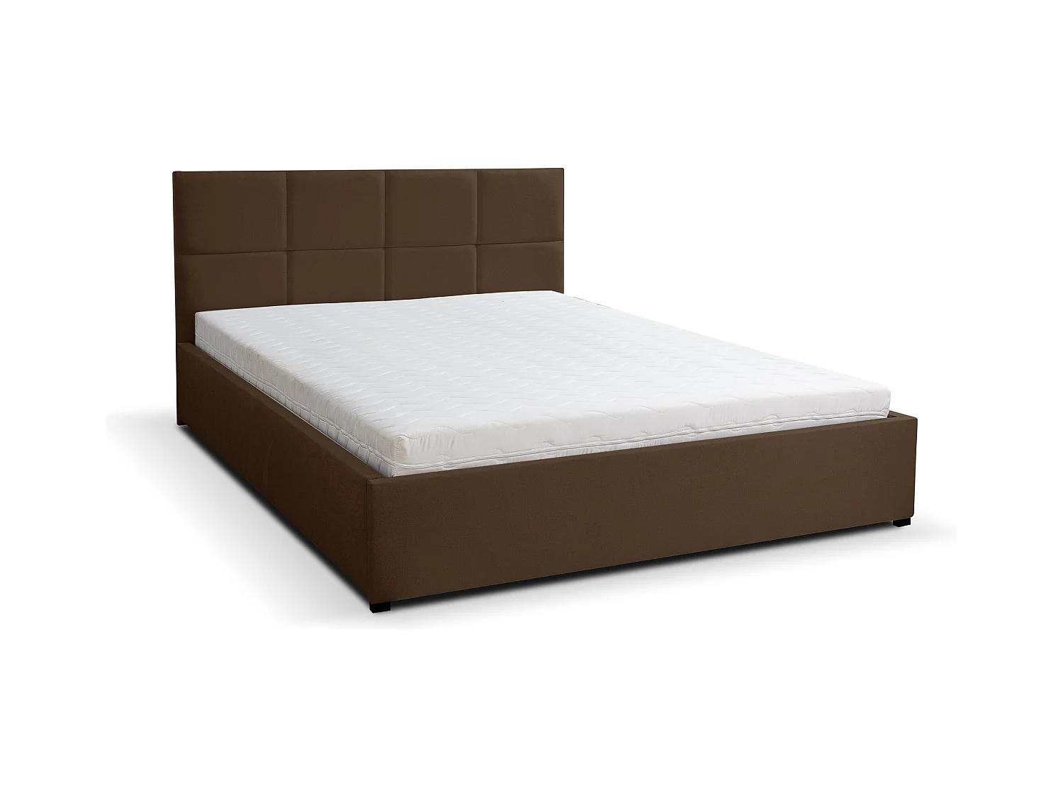 Lit rembourré BETTY avec tête de lit, 140 x 200 cm, lit double avec coffre de rangement et sommier à lattes en velours, velours, couleur : marron