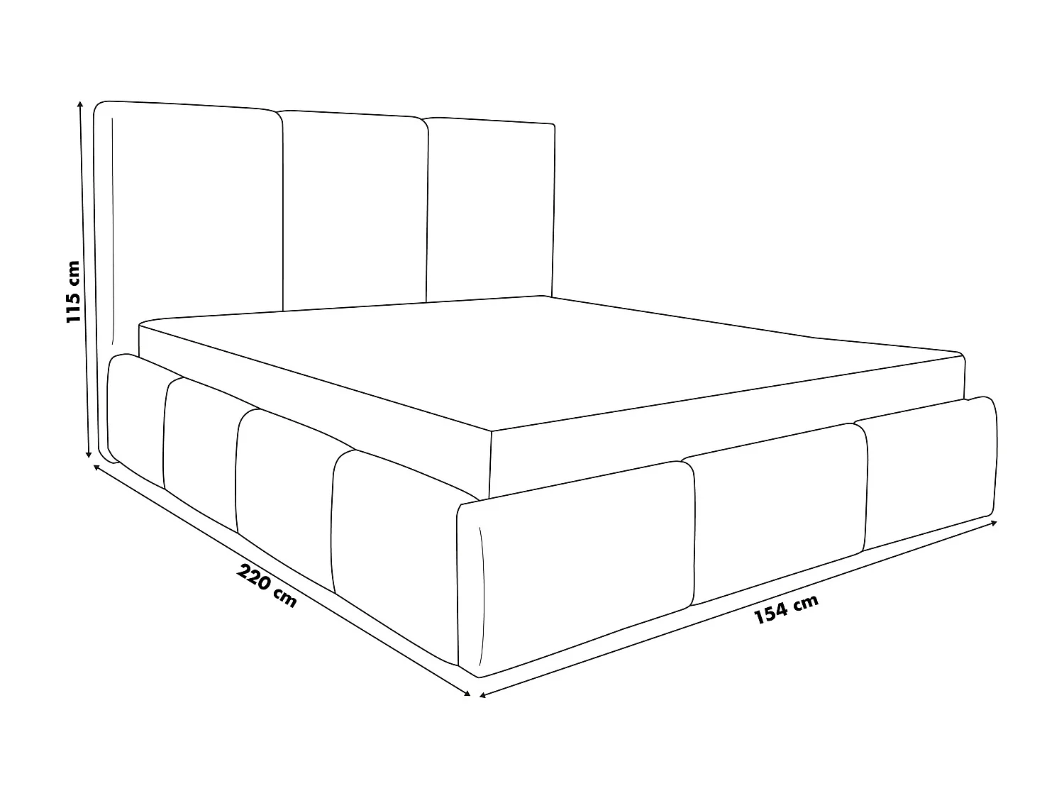 Lit rembourré Basti avec tête de lit, 140 x 200 cm, lit double avec coffre de rangement et sommier à lattes en métal, tissu bouclé, couleur : gris