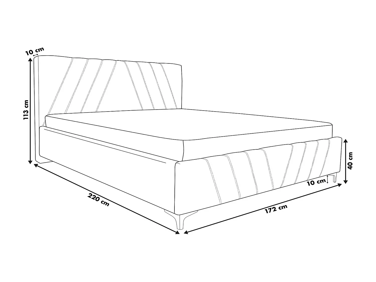Lit rembourré Capri  avec tête de lit, 160 x 200 cm, lit double avec coffre de rangement et sommier à lattes en métal, tissu velours, couleur : beige