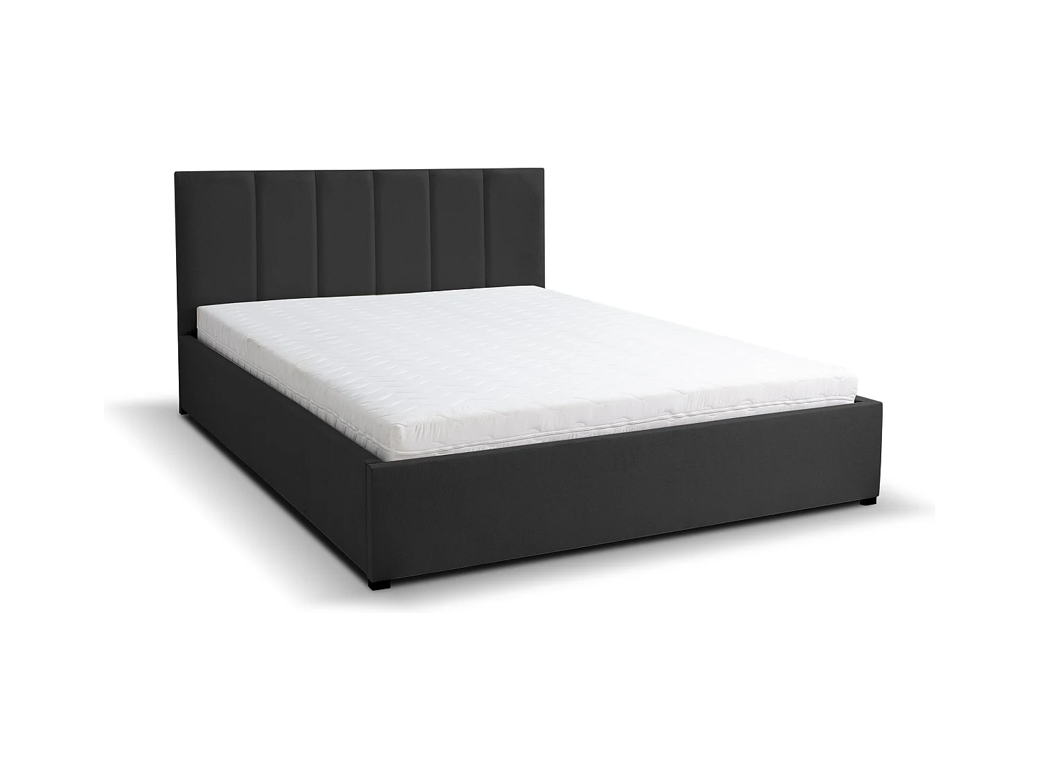 Lit rembourré LISA avec tête de lit, 180 x 200 cm, lit double avec coffre de rangement et sommier à lattes en velours, velours, couleur : noir